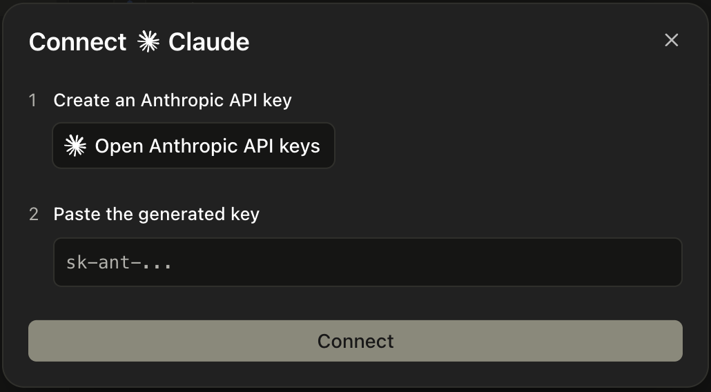 Connecting Claude with an Anthropic API key