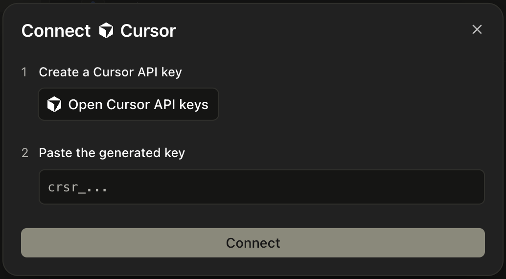 Connecting Cursor with a Cursor user API key