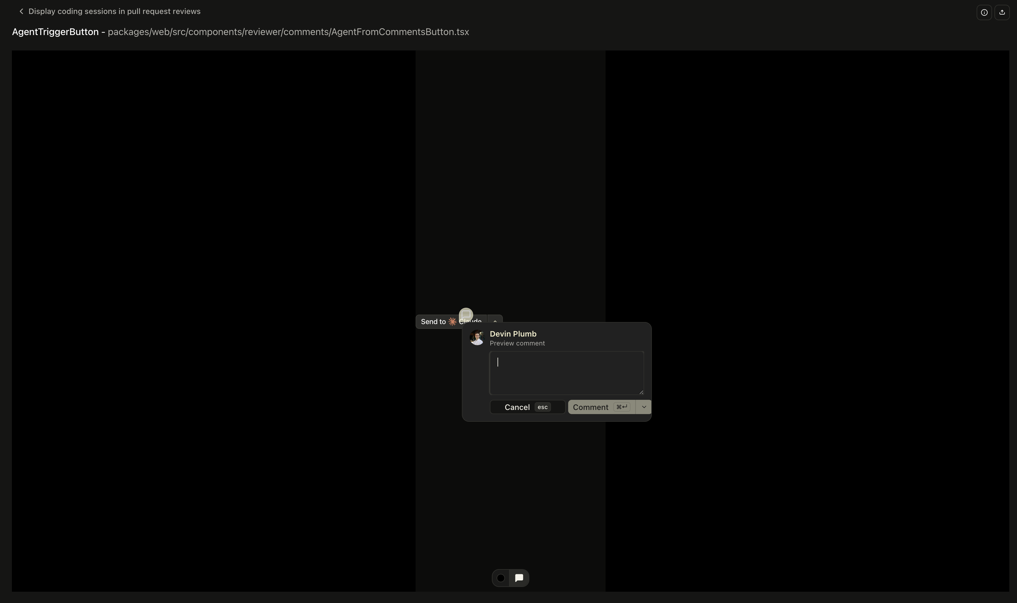 Leaving a comment on a rendered preview