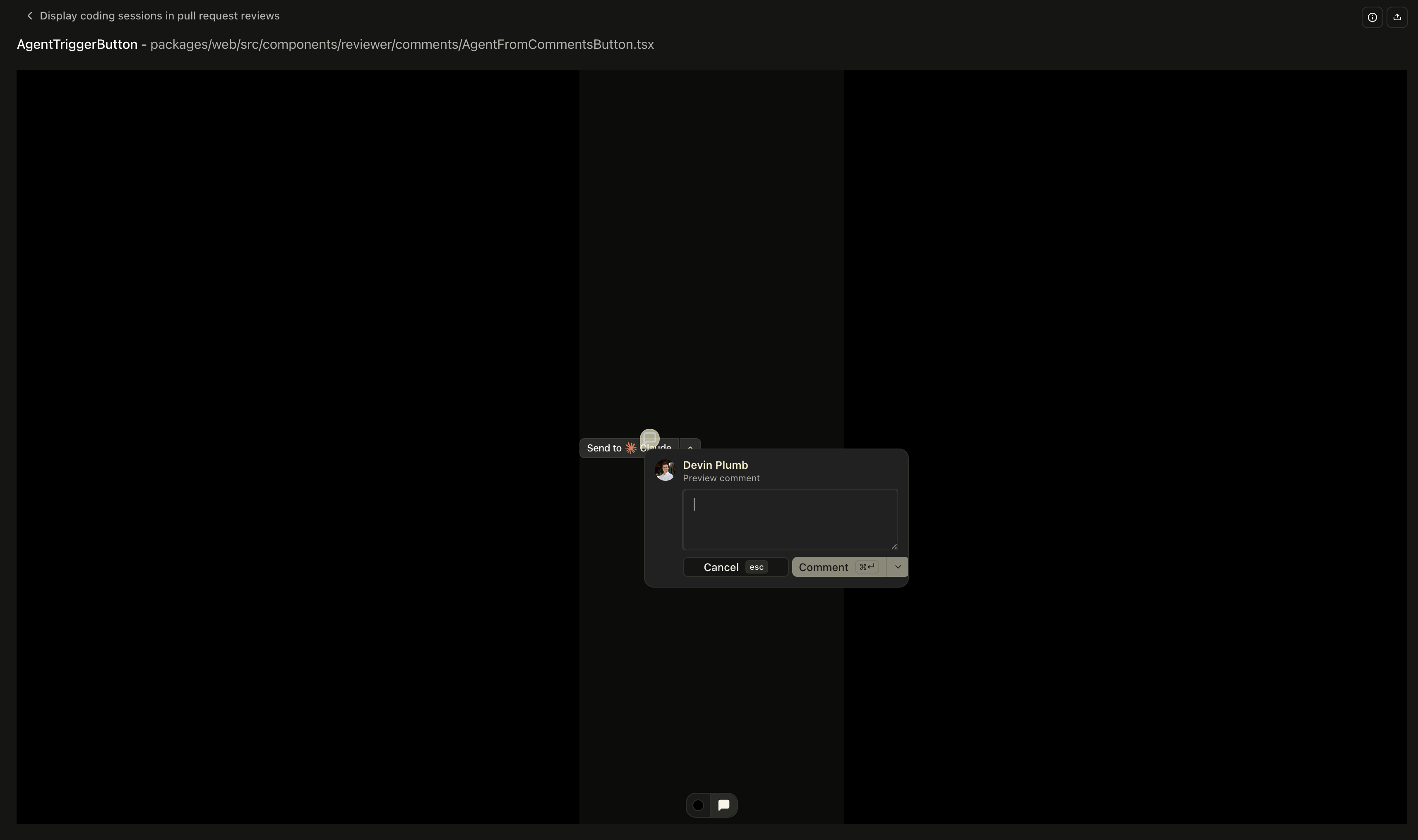 Leaving a comment on a rendered preview