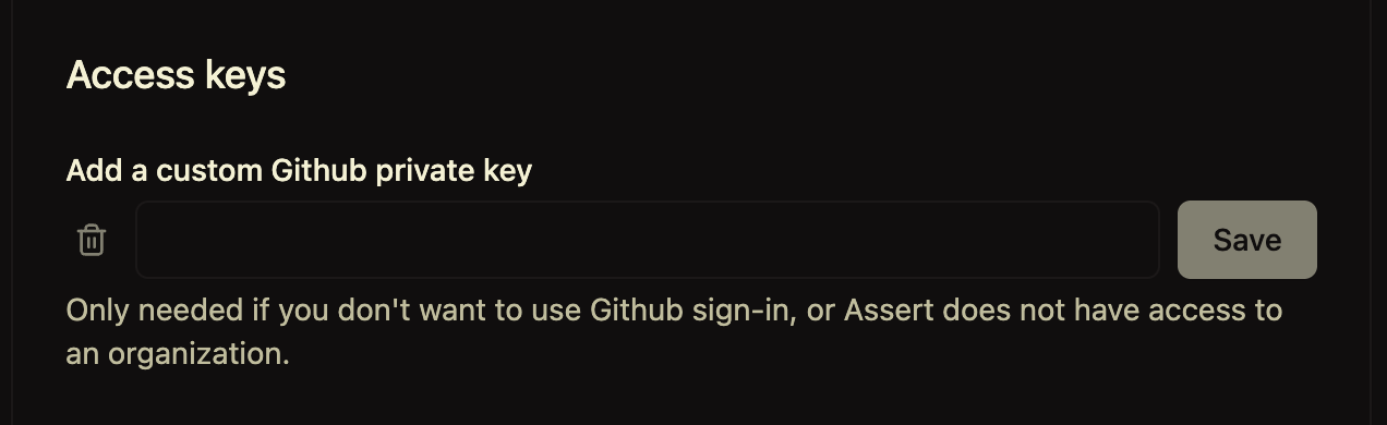 Assert Personal Access Token Settings