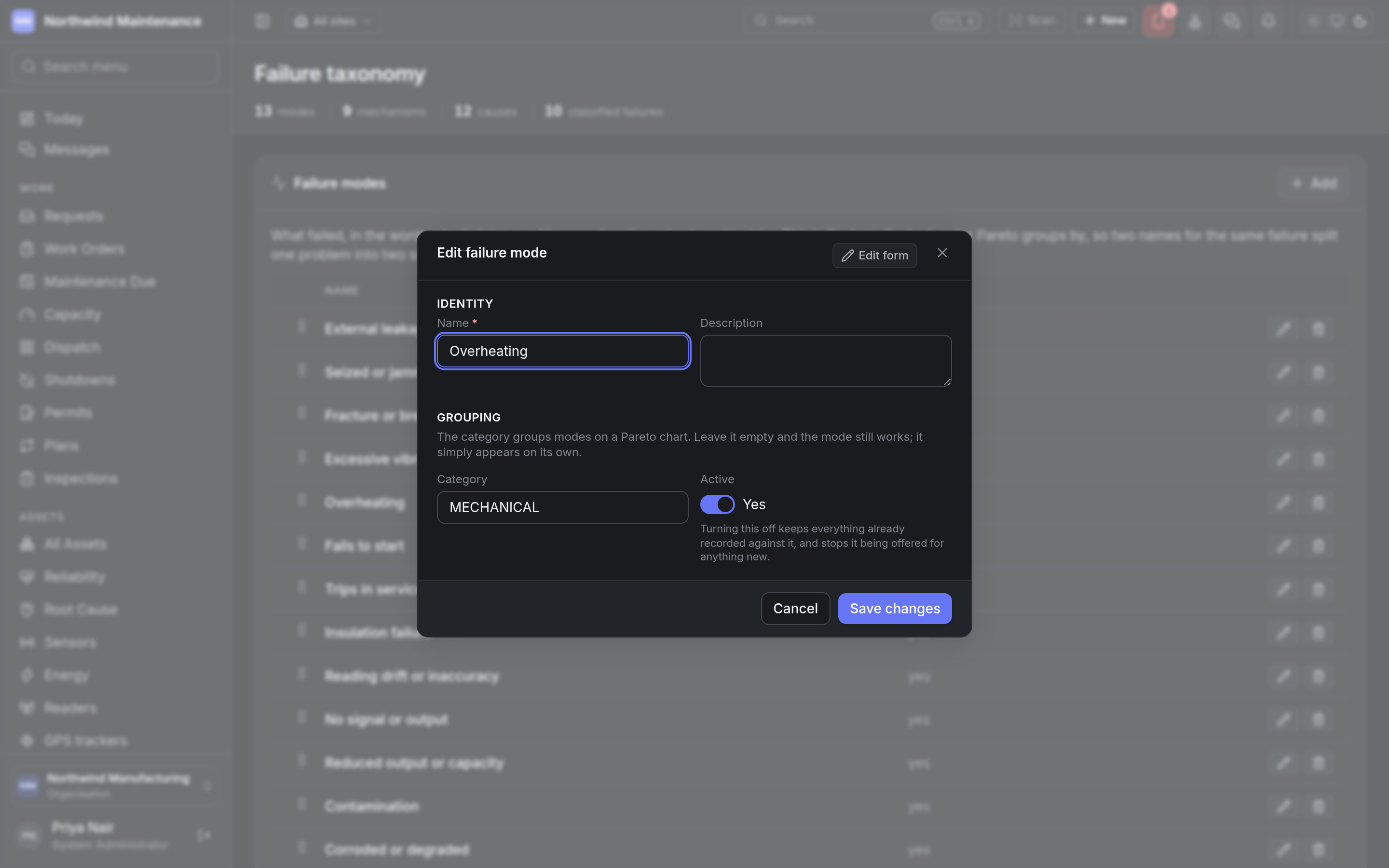 Editing a failure mode
