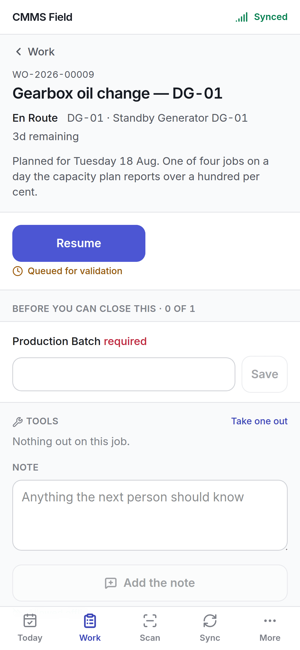 A job open on the field app