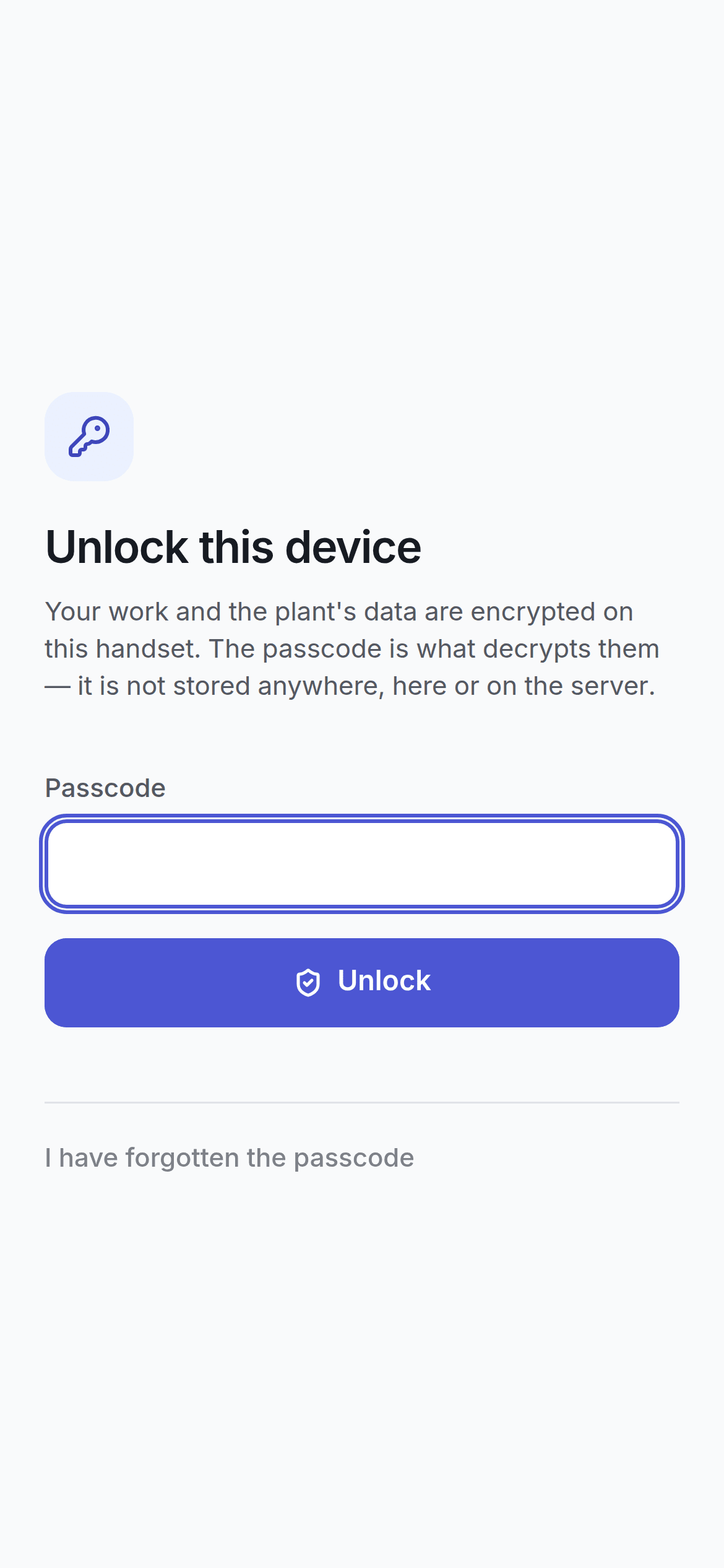 The field app lock screen