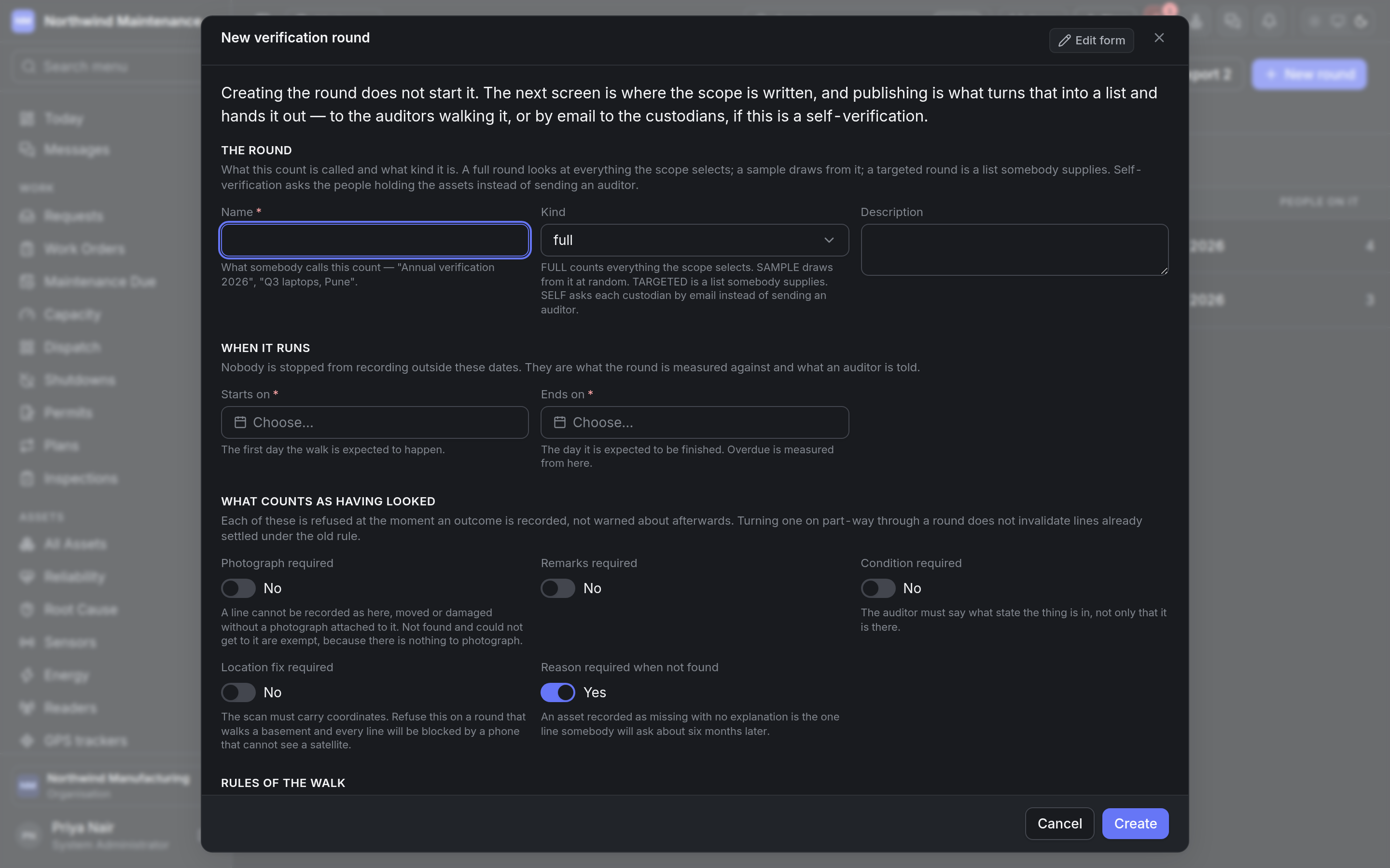 The New verification round form