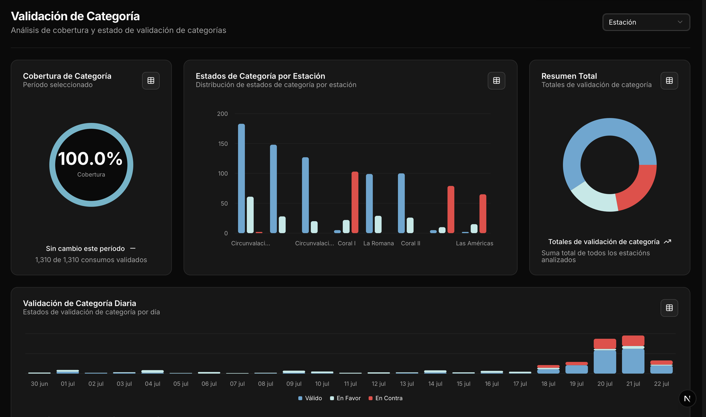 Análisis de validación de categorías y montos
