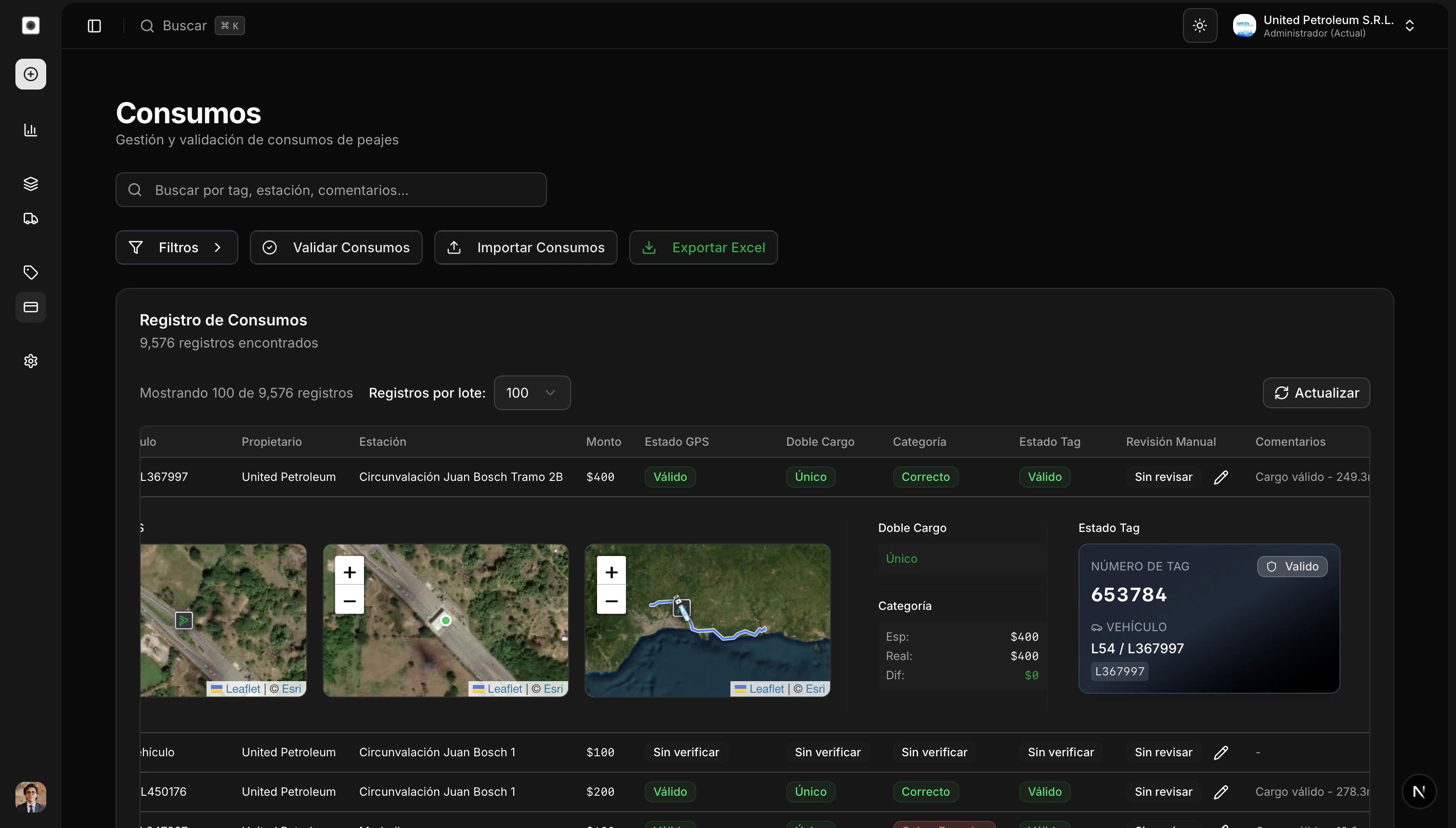 Detalles de validación GPS