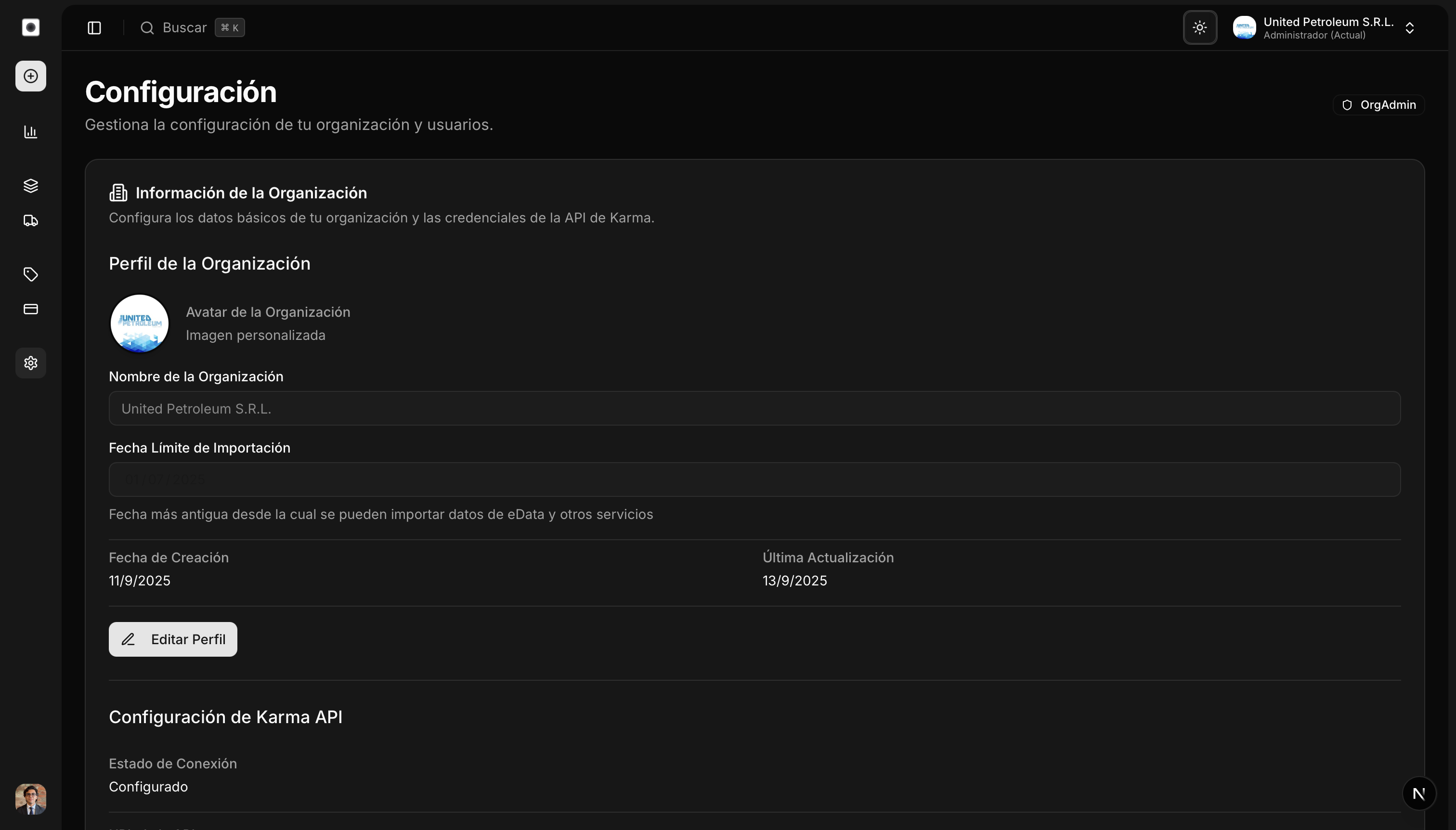 Configuración de organización y usuarios