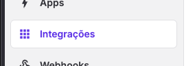 Menu de acesso ao painel de integrações da Assiny