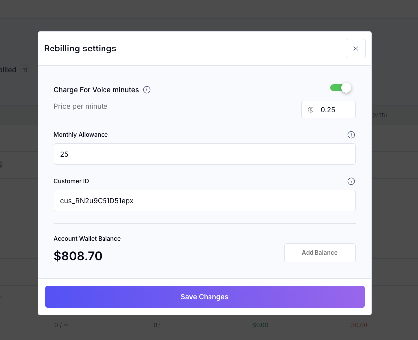 Re Billing Configuration Pn