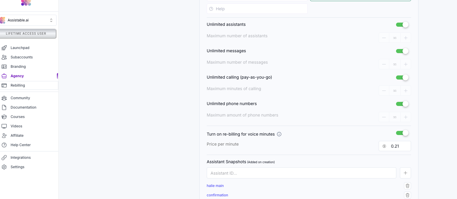 Rebilling Snapshot Pn