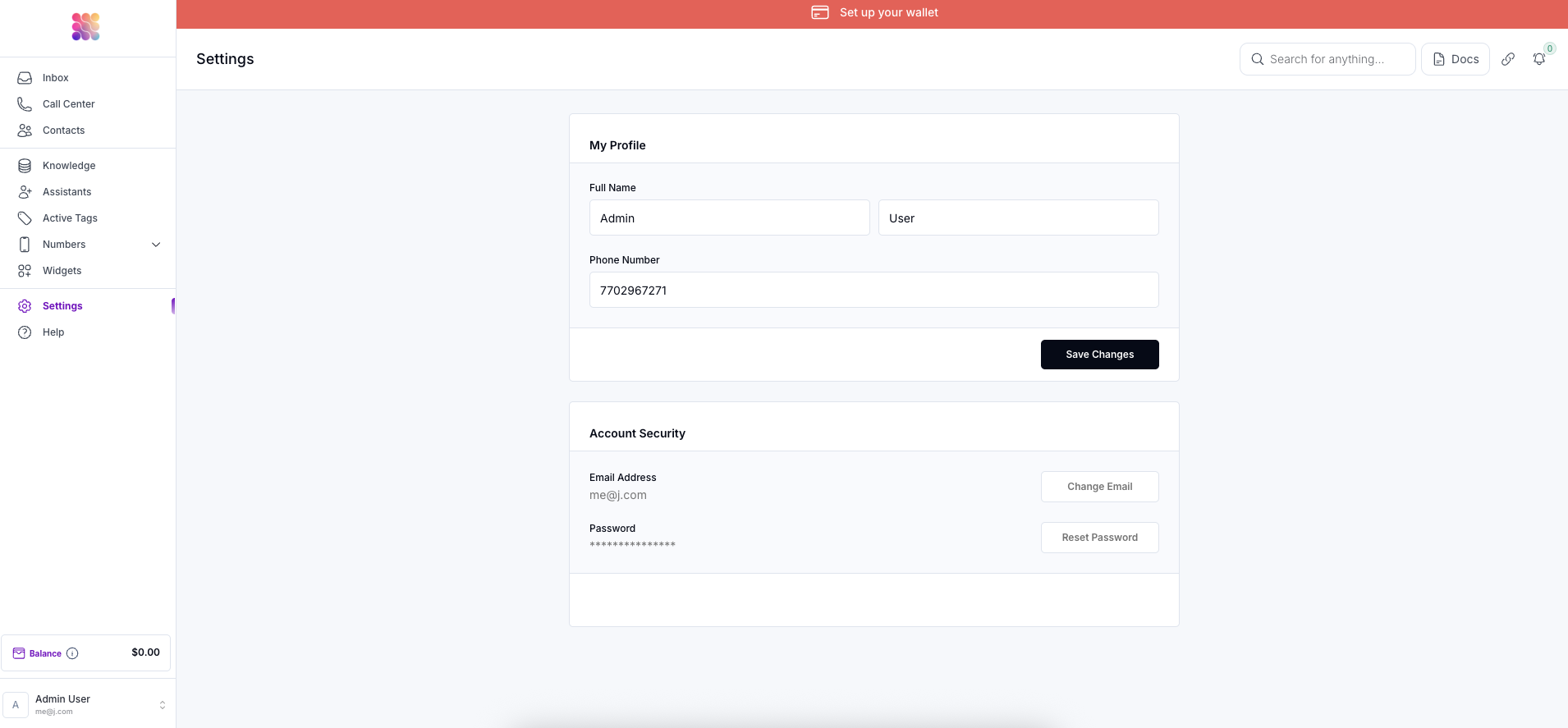 Sub Account Settings No Auth Pn
