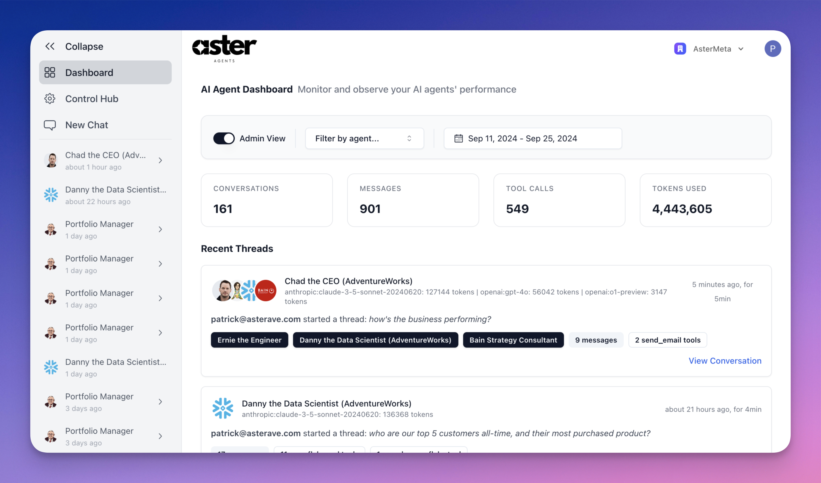 Admin Dashboard Interface