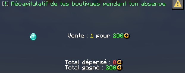 Menu de la commande /ps recap