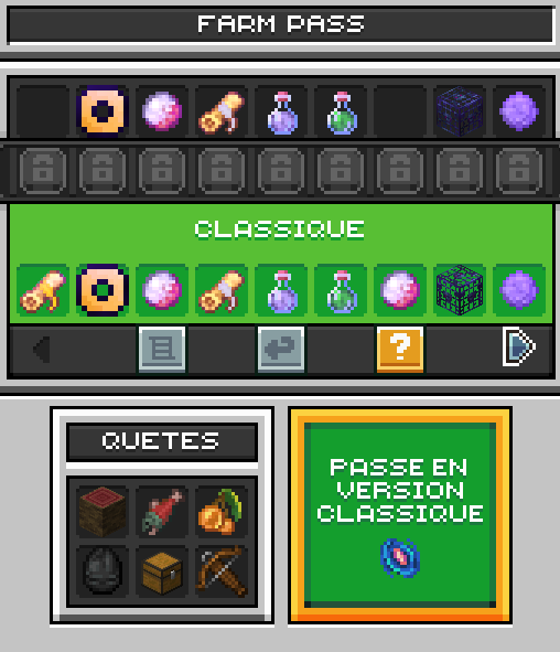 Menu de la commande /pass
