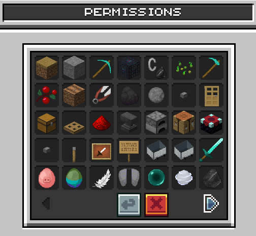 Page 1 du menu de permissions