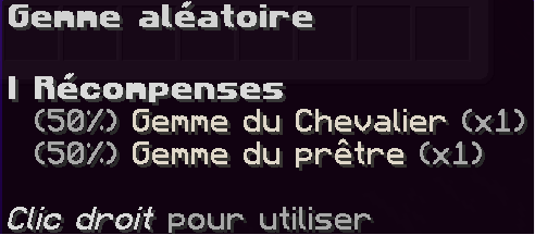 Message de l'obtention de la classe Chevalier