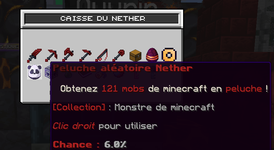 Image de la peluche aléatoire dans la caisse nether