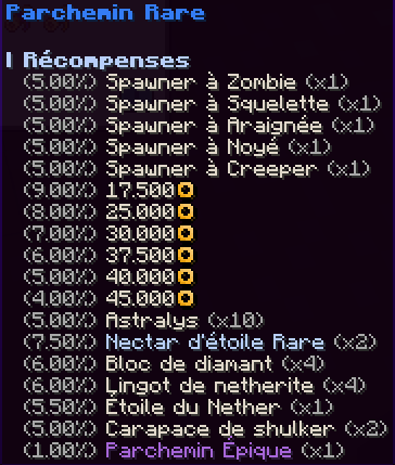 Récompenses du parchemin rare