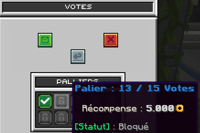 Récupération des paliers dans le menu Vote