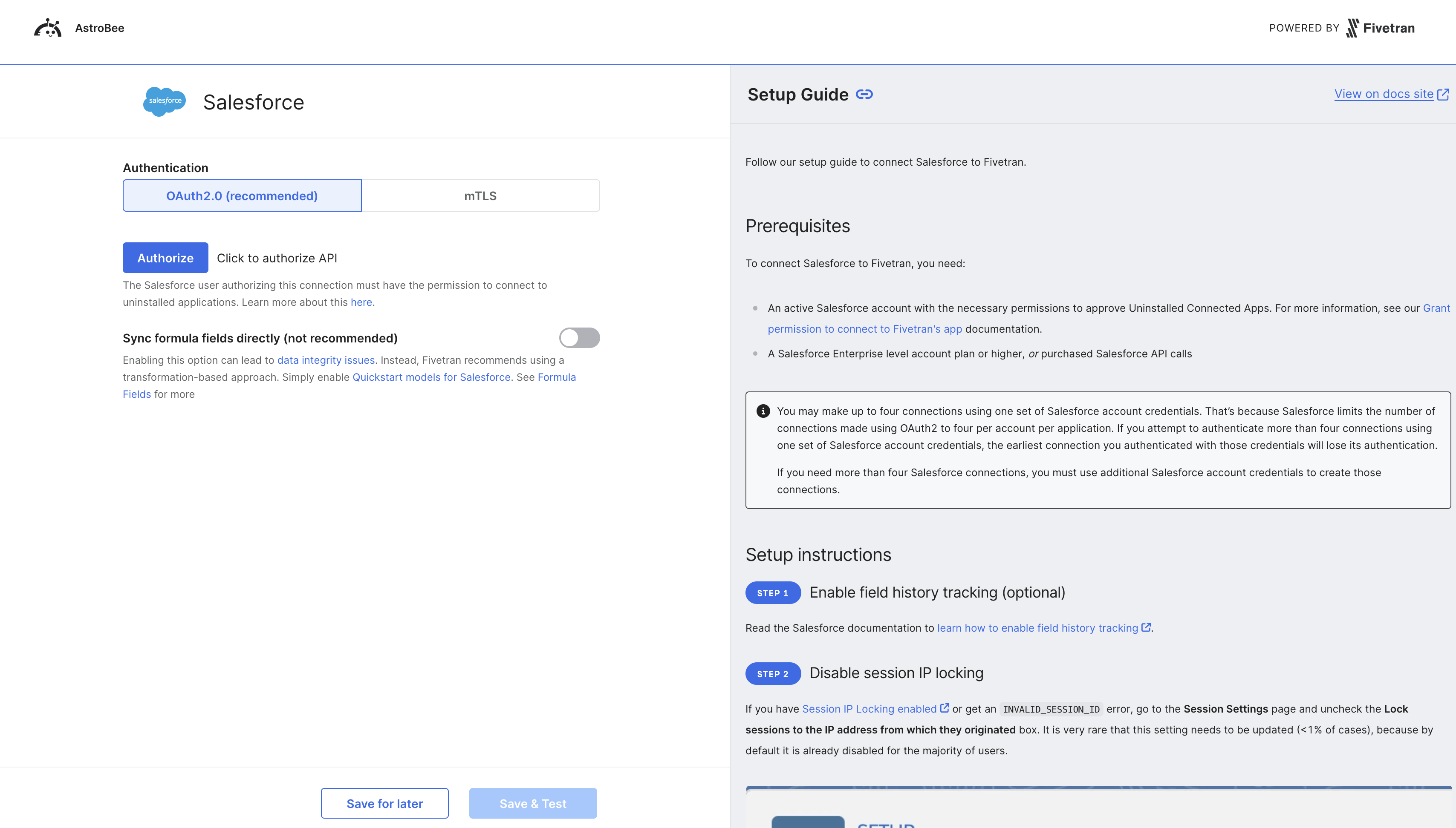 Salesforce authentication configuration