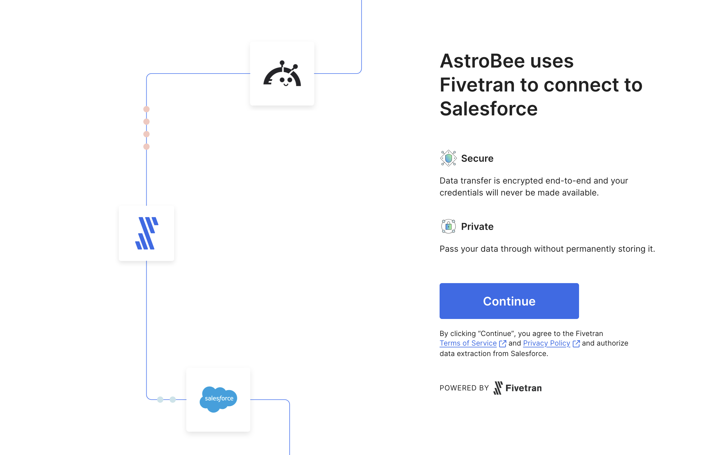 Fivetran authorization screen