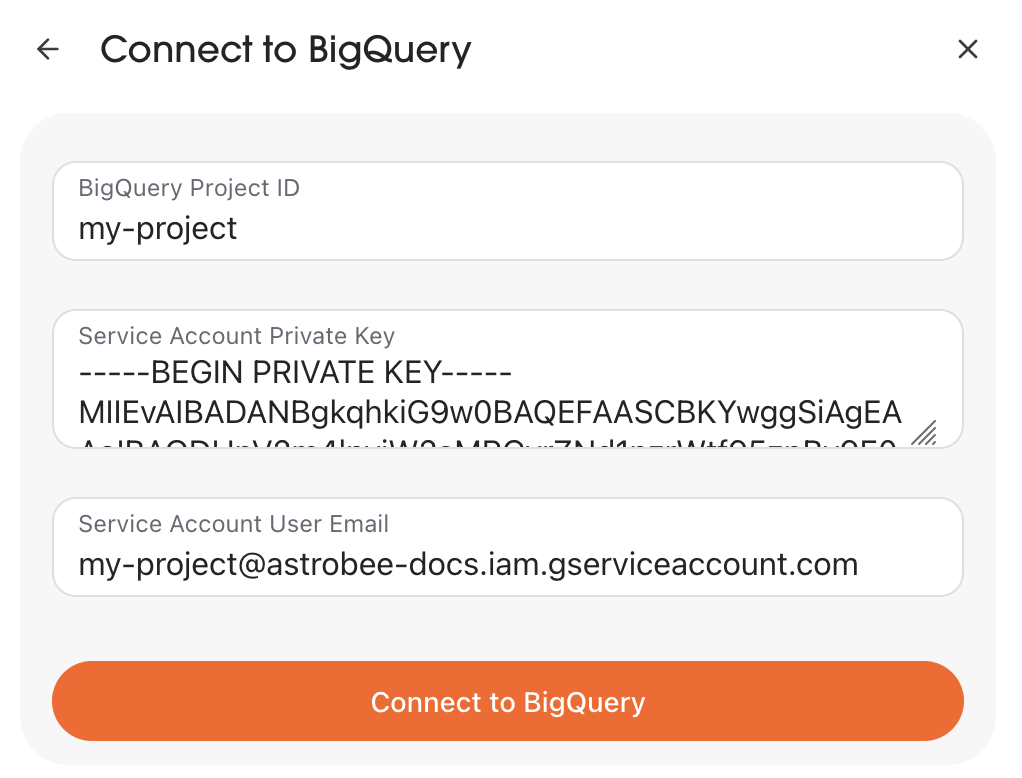 BigQuery Connection Form