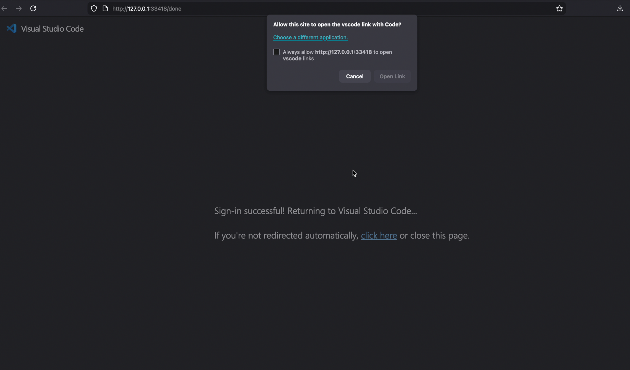 GitHub OAuth authorization screen for VS Code