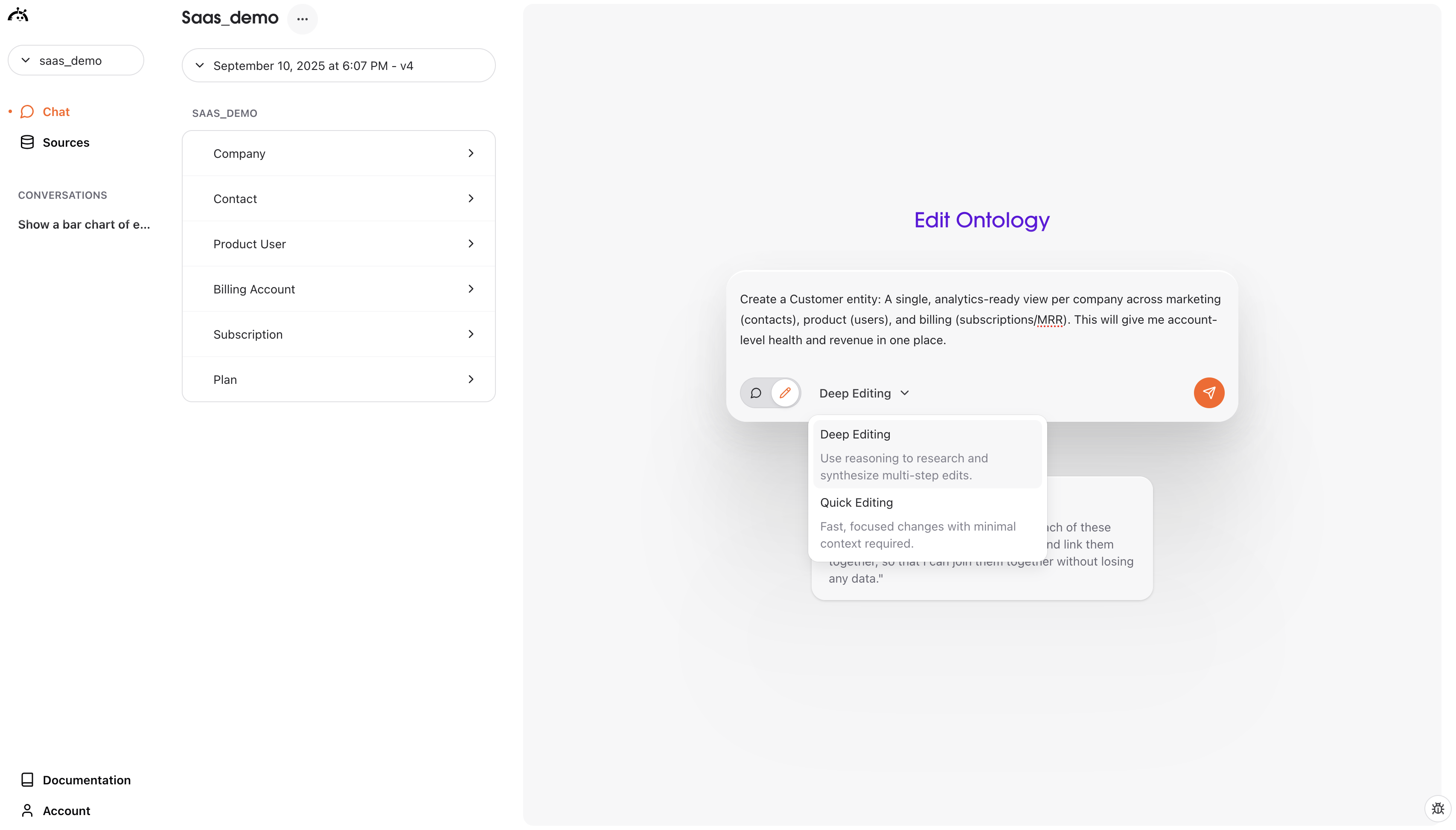 Ontology editing interface with chat