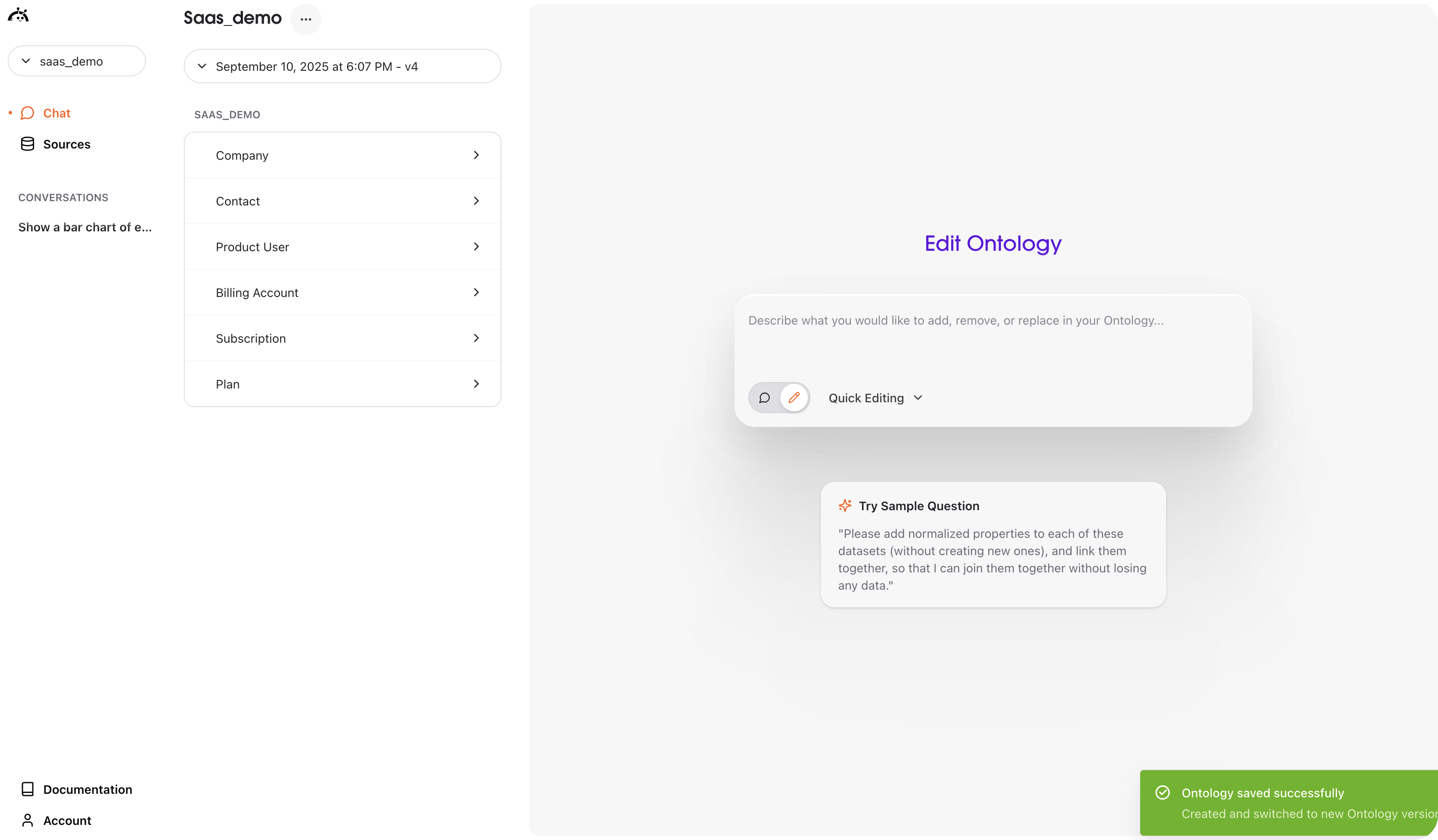 Ontology saved successfully notification