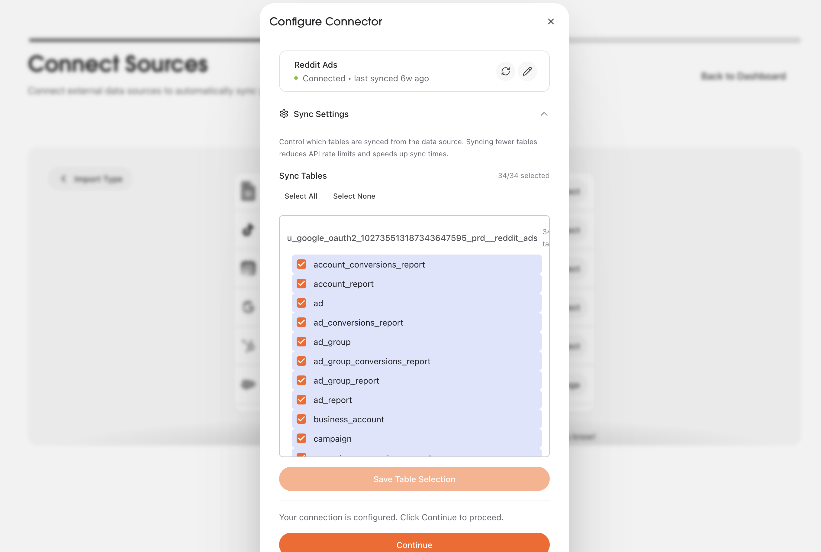Select Reddit Ads tables in AstroBee