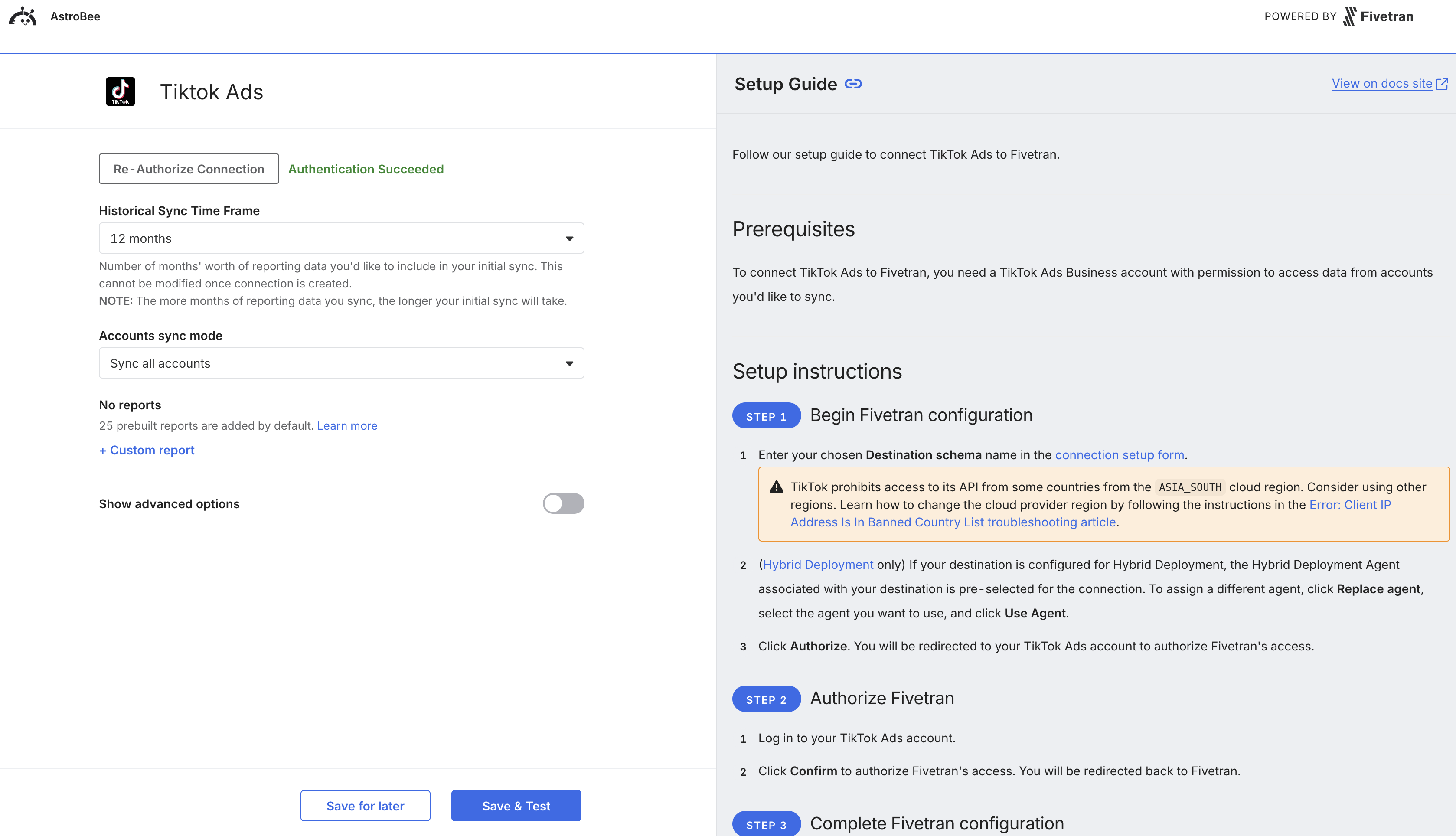 Successful authentication with sync configuration