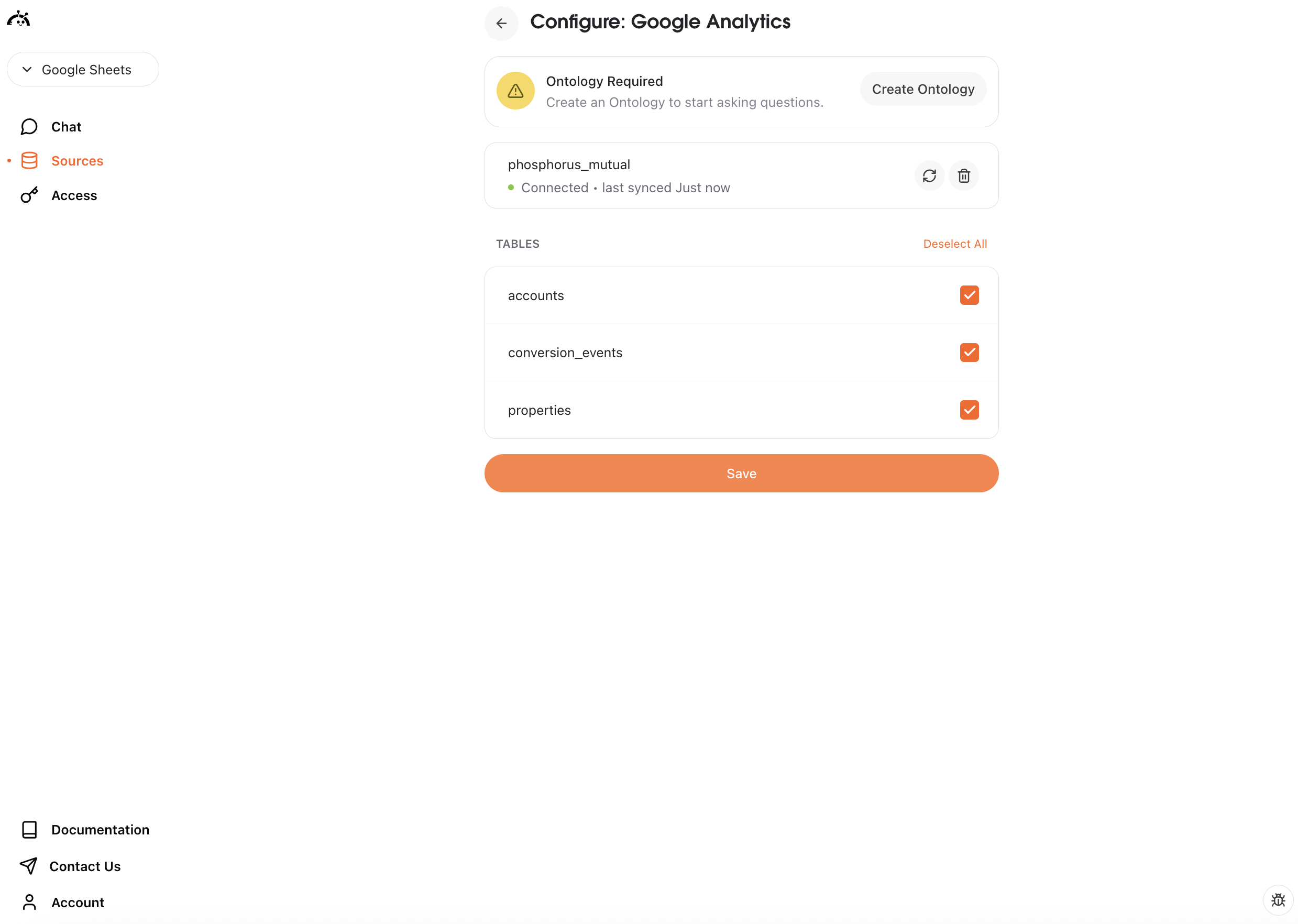 Select Google Analytics tables in AstroBee