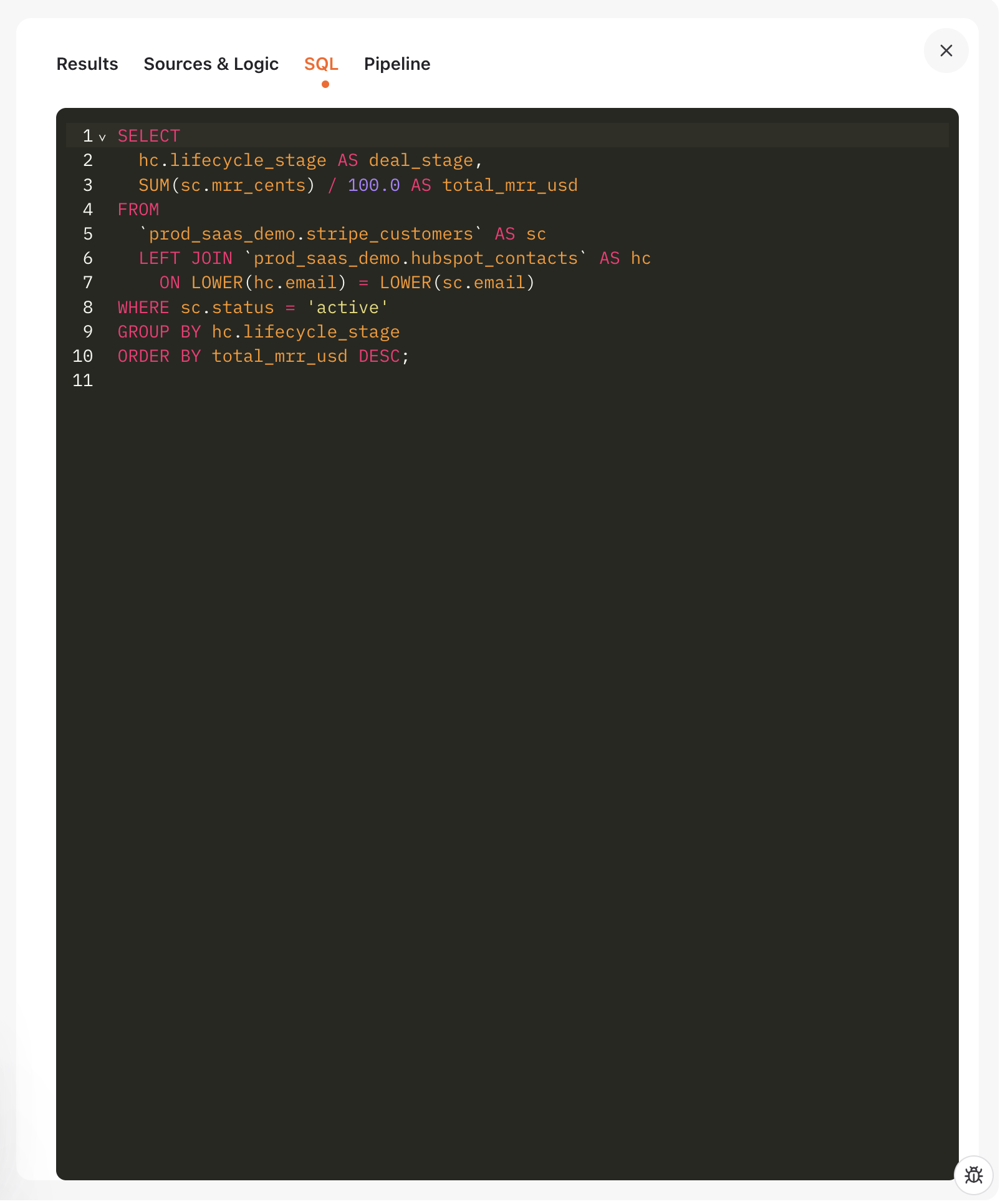 SQL tab showing generated database queries