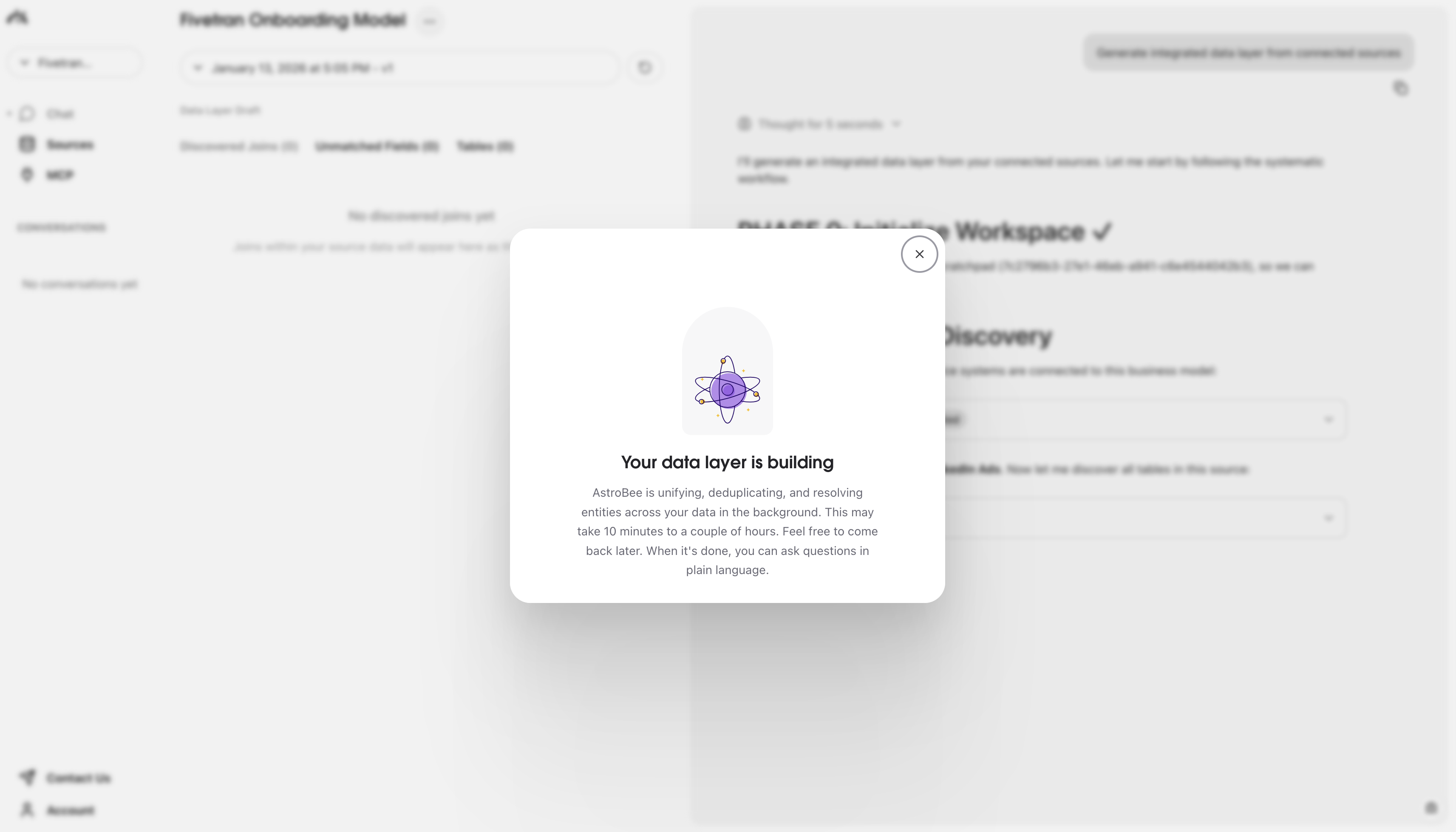 Data layer building modal