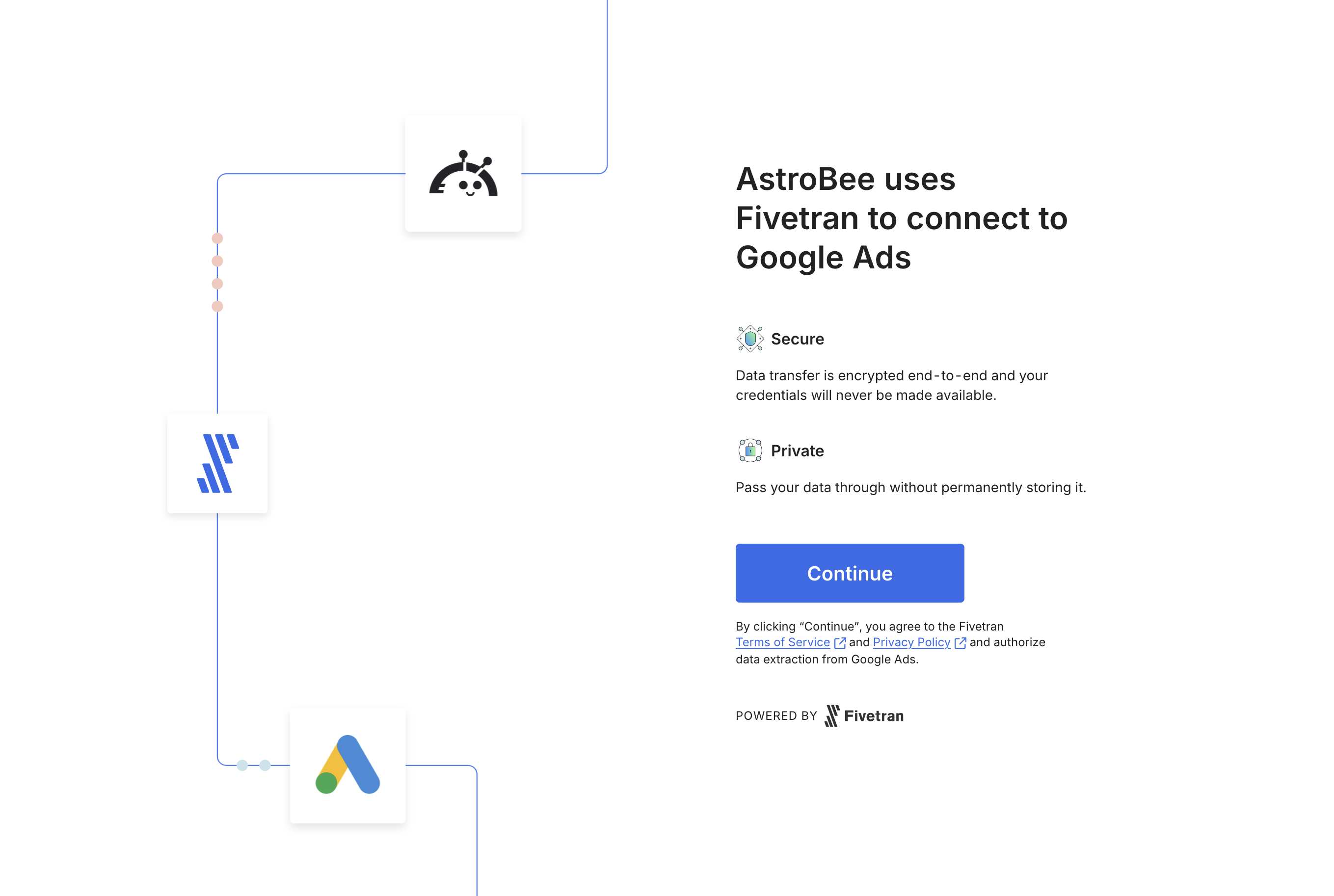 Fivetran authorization screen