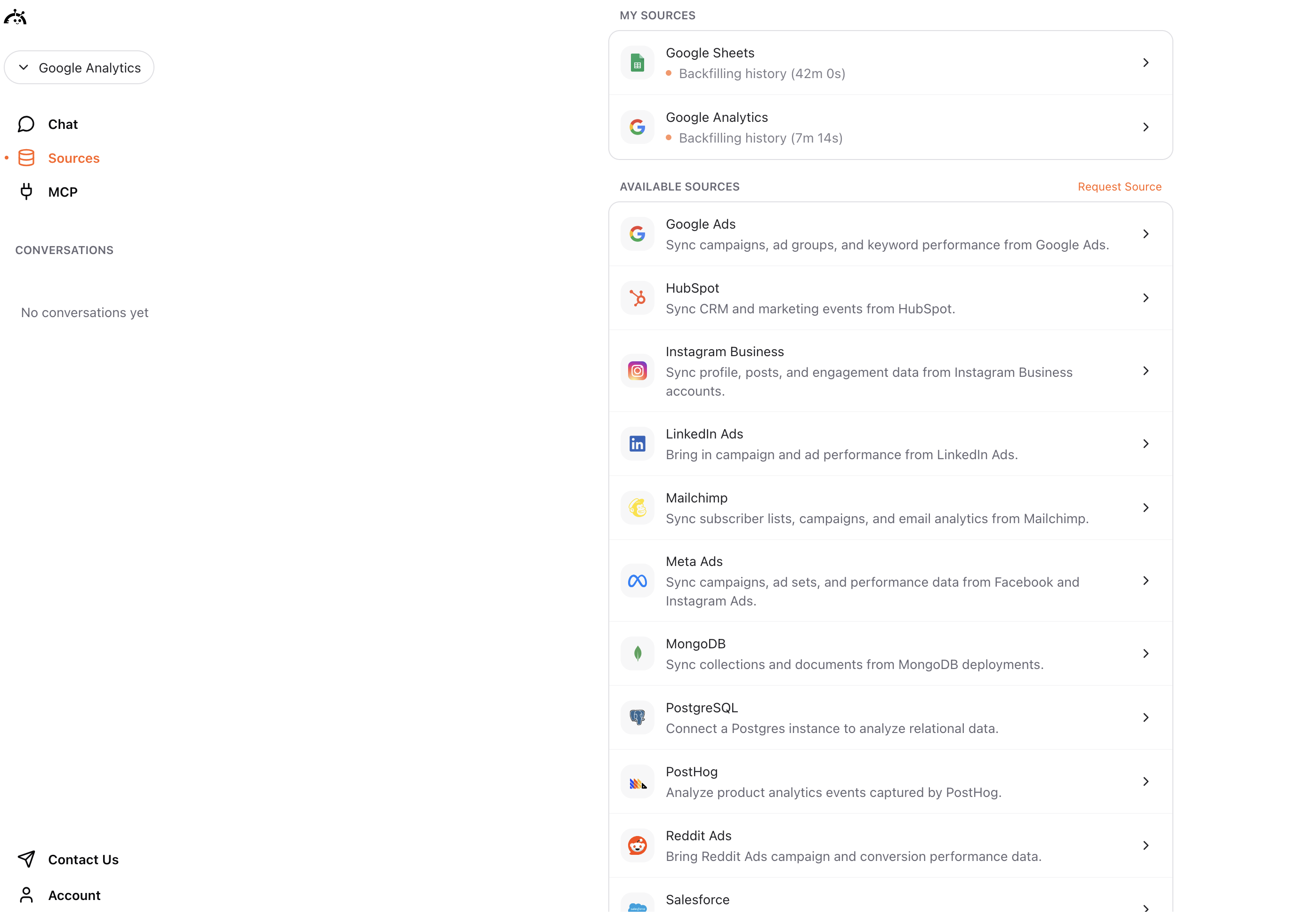 Google Analytics connection completed