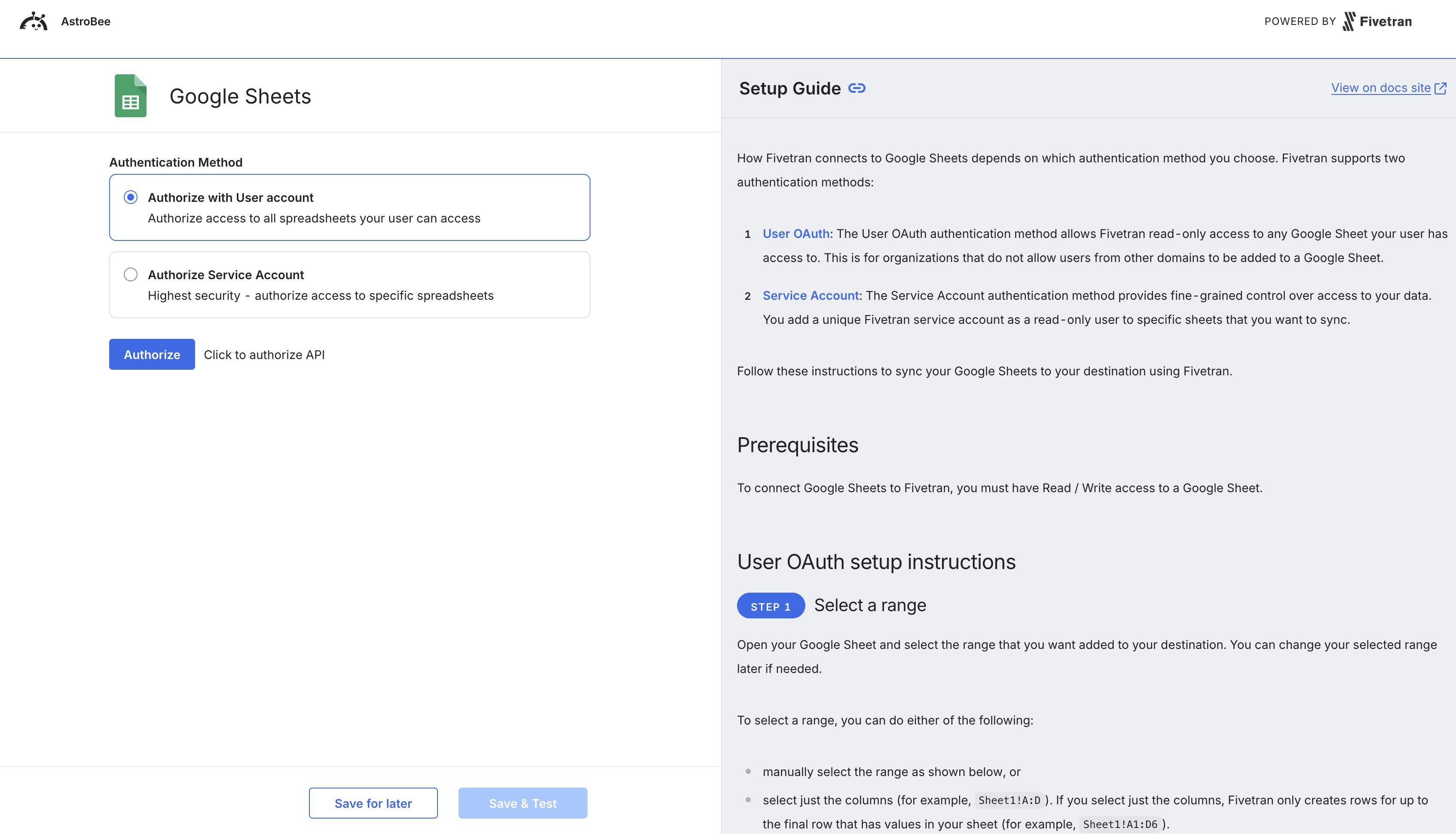 Google Sheets authentication options