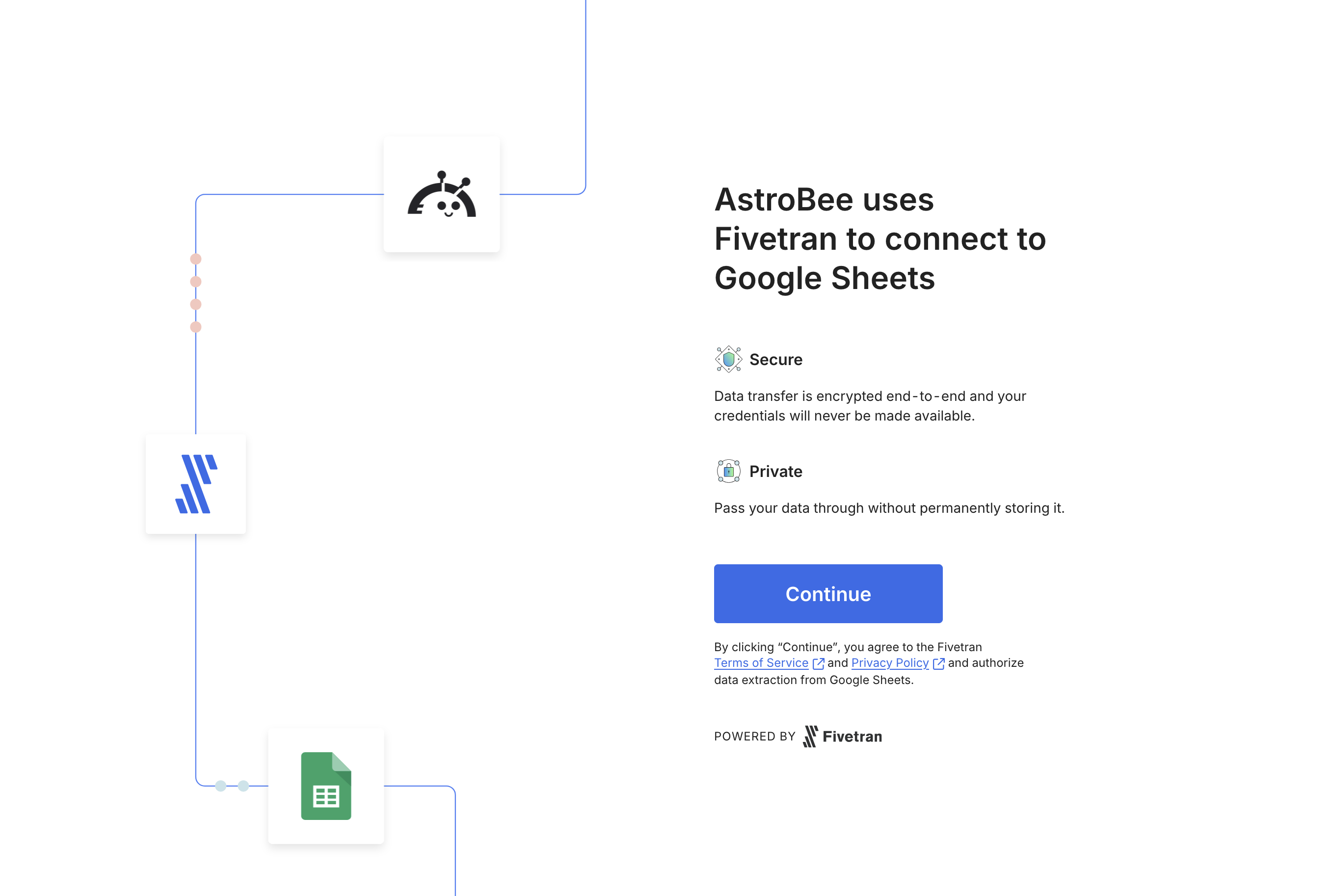Fivetran authorization screen