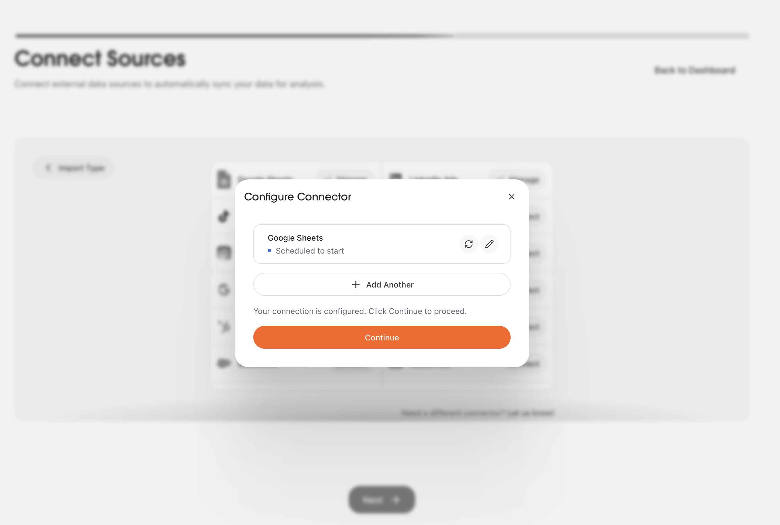 Google Sheets connection configured