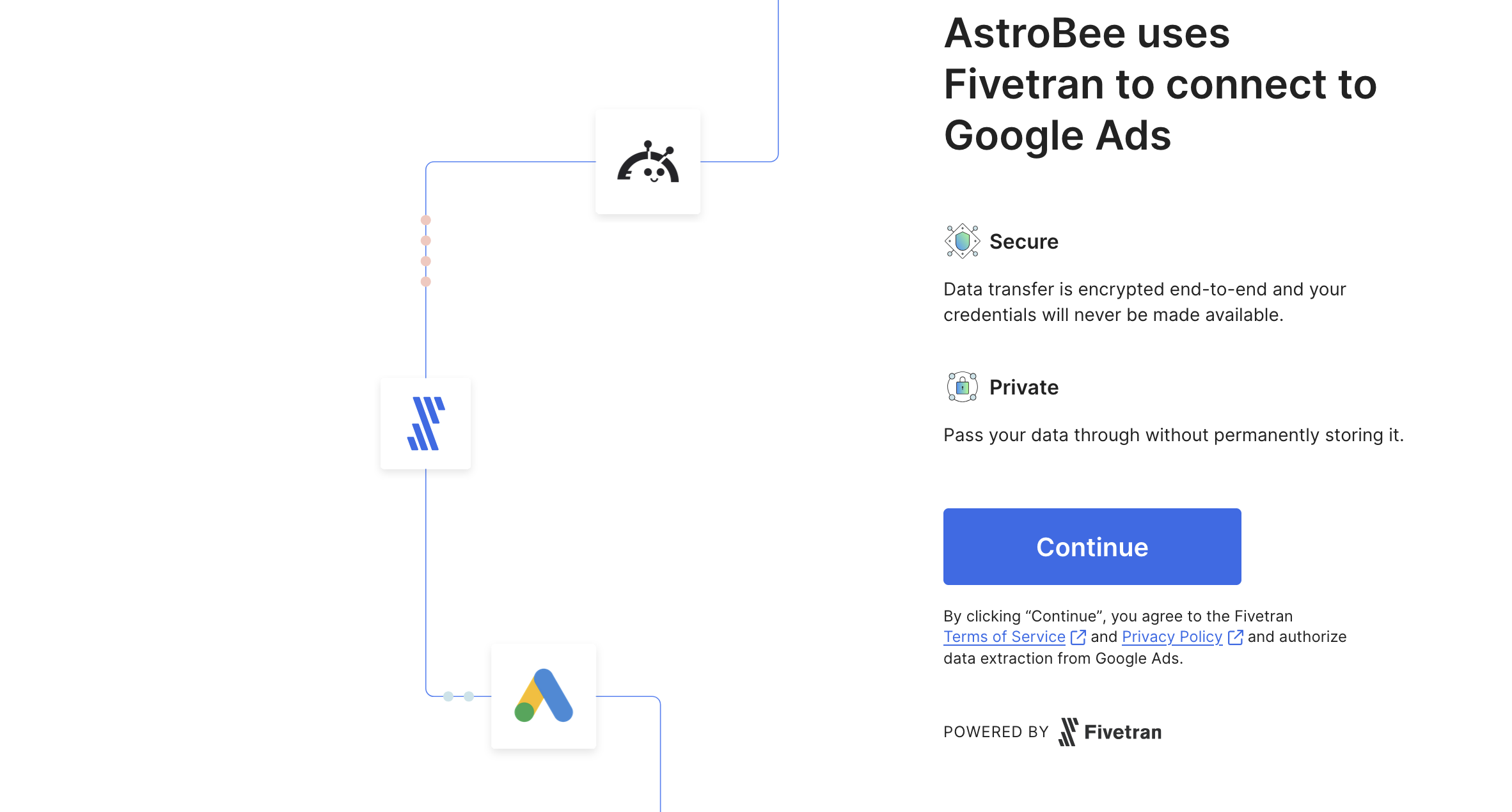 Fivetran authorization screen