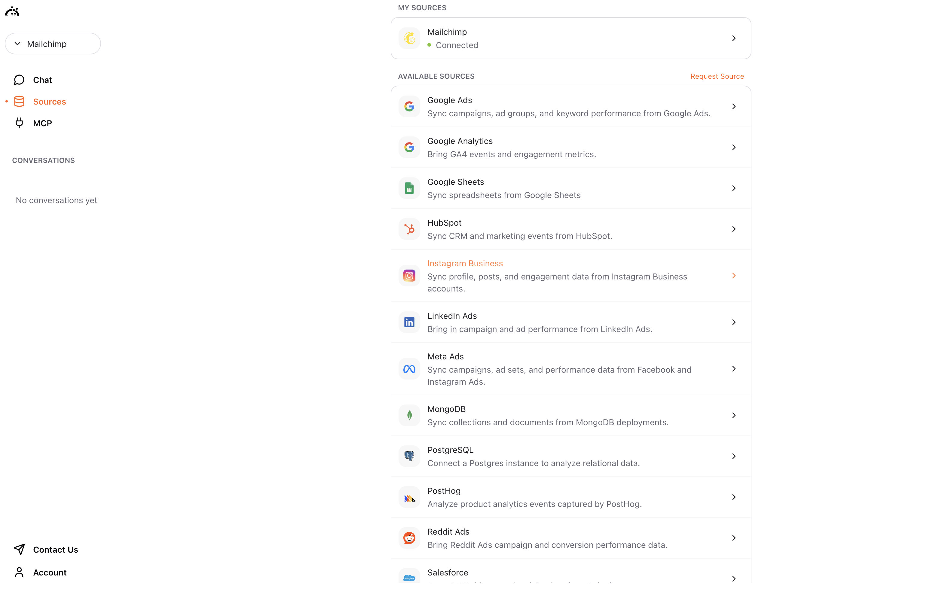 Mailchimp connection completed