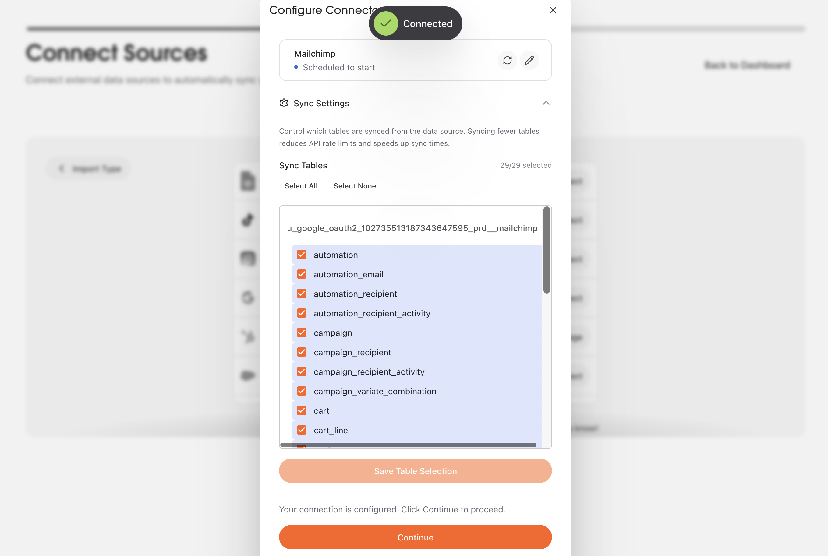 Select Mailchimp tables in AstroBee