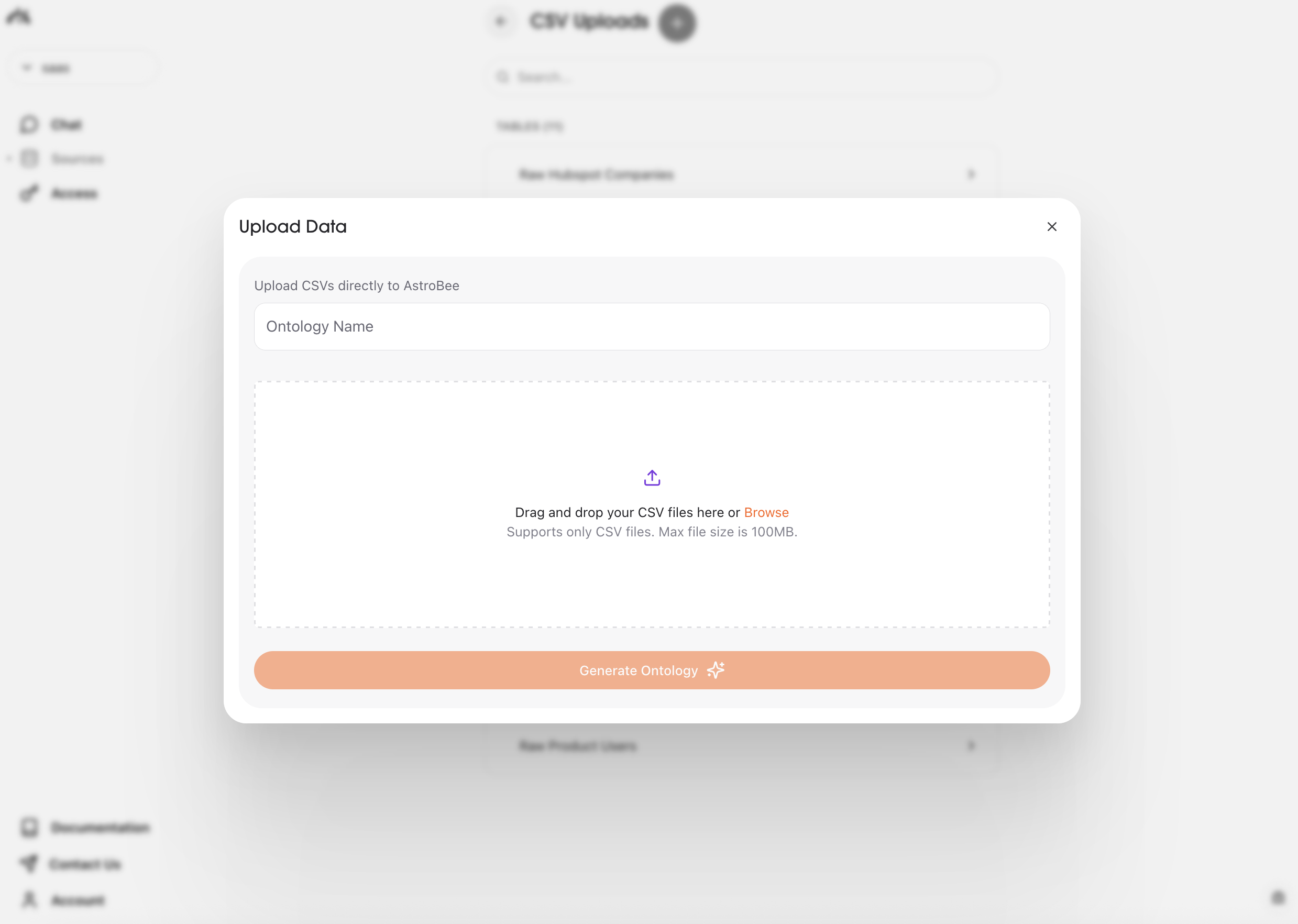 Add Data modal showing current limitations