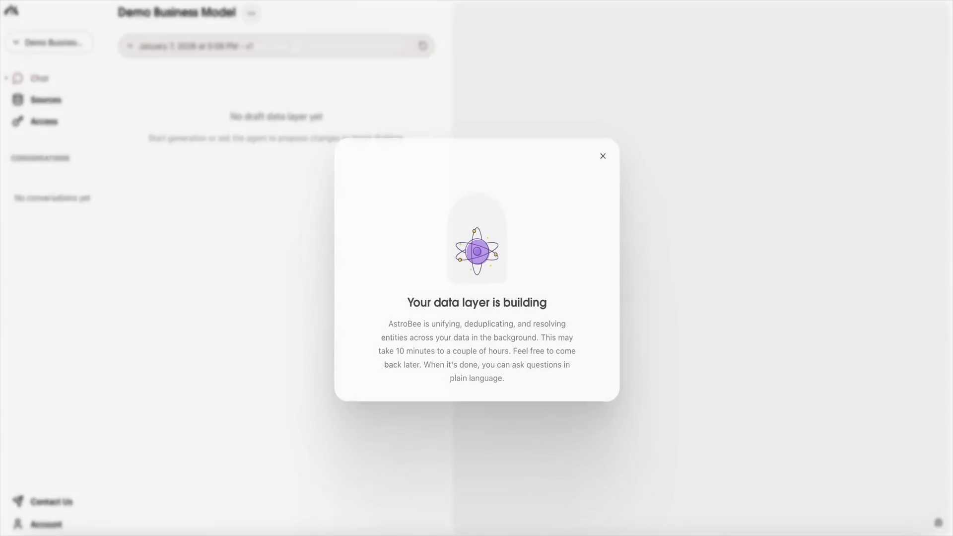 Data layer building modal
