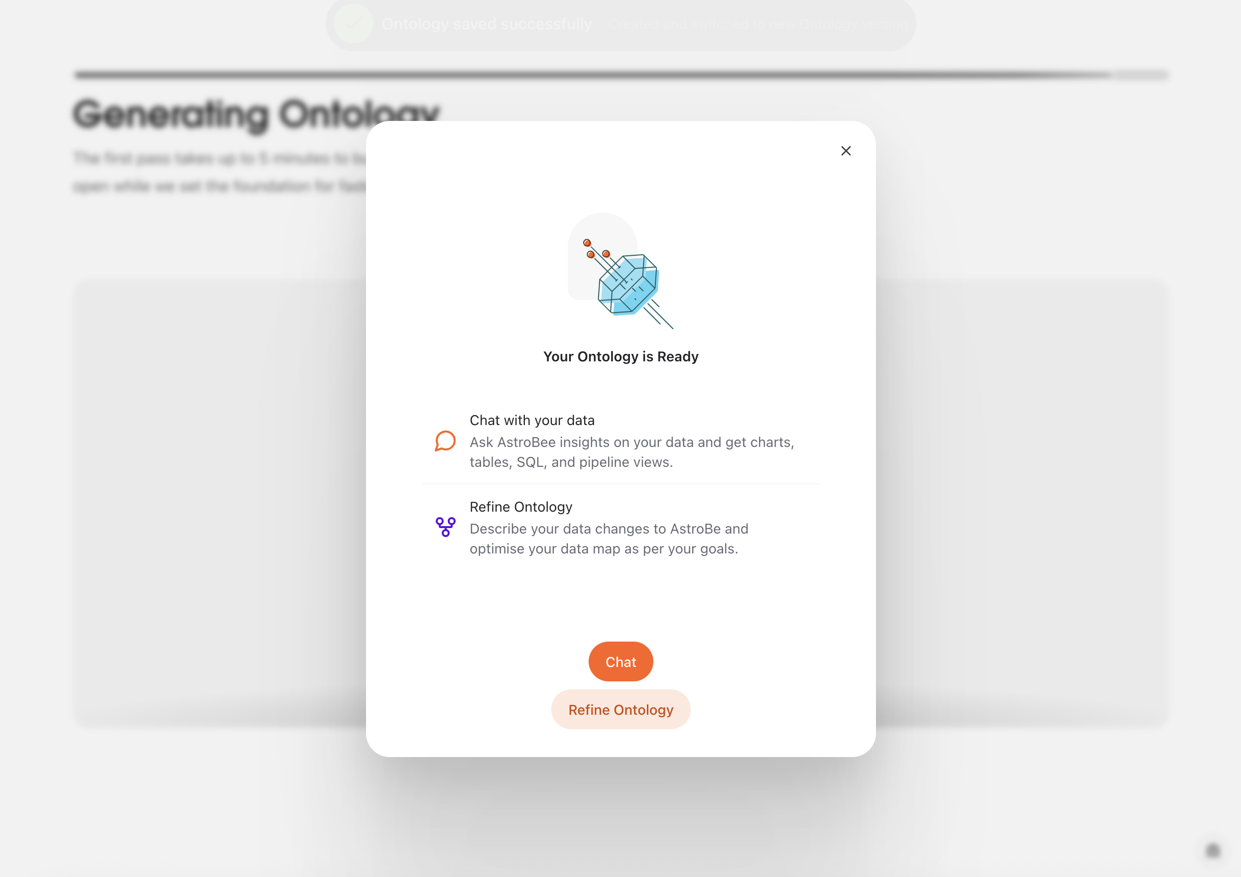 Success screen after ontology creation