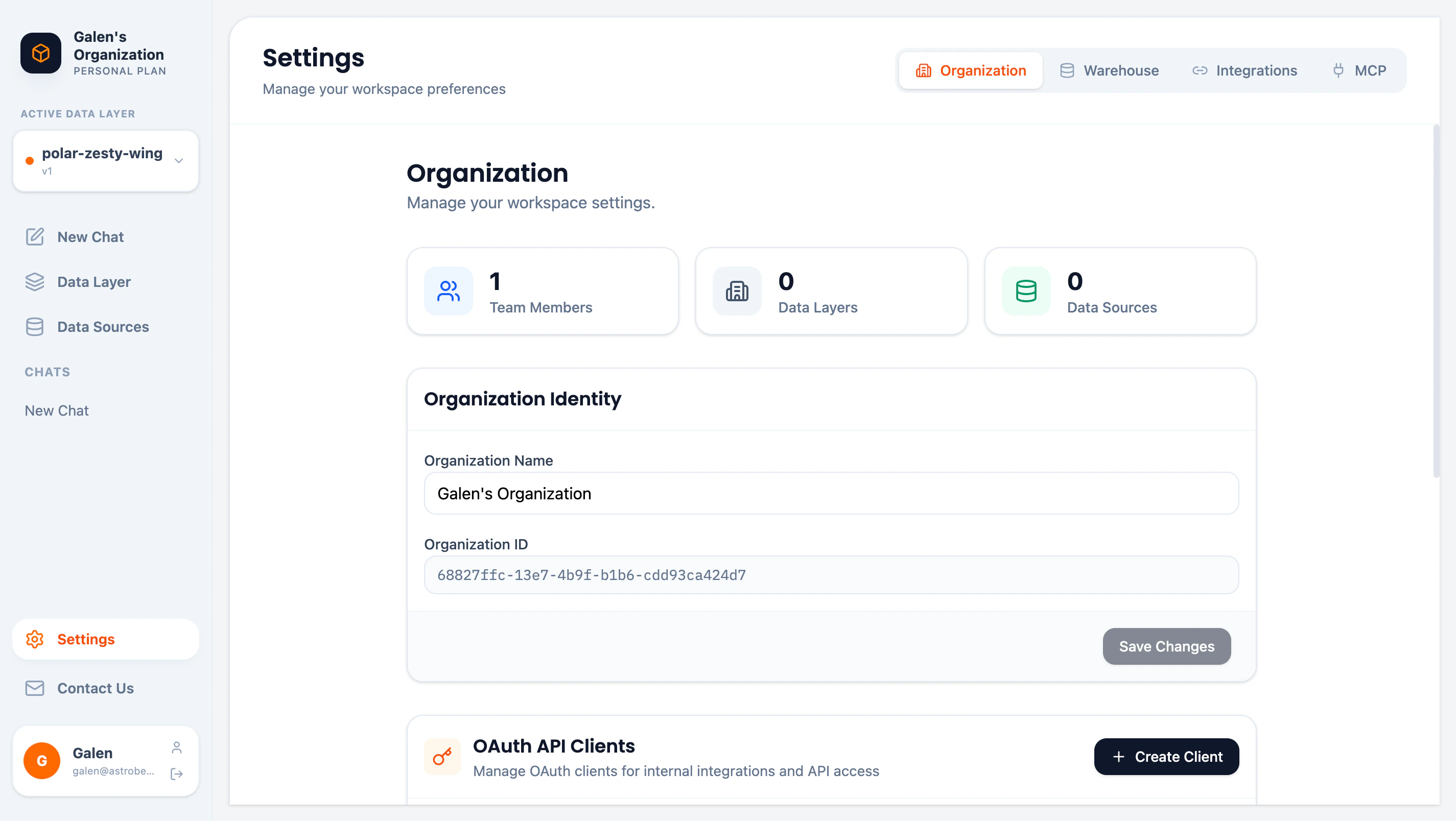 Organization settings