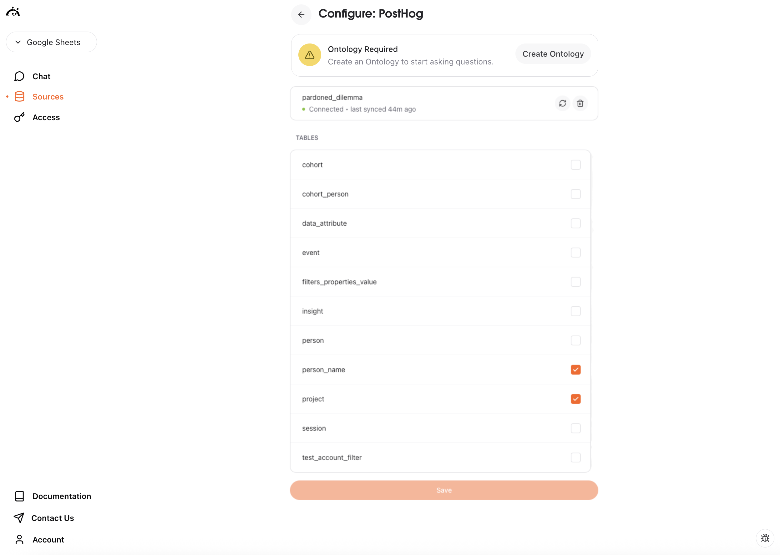 Select PostHog tables in AstroBee