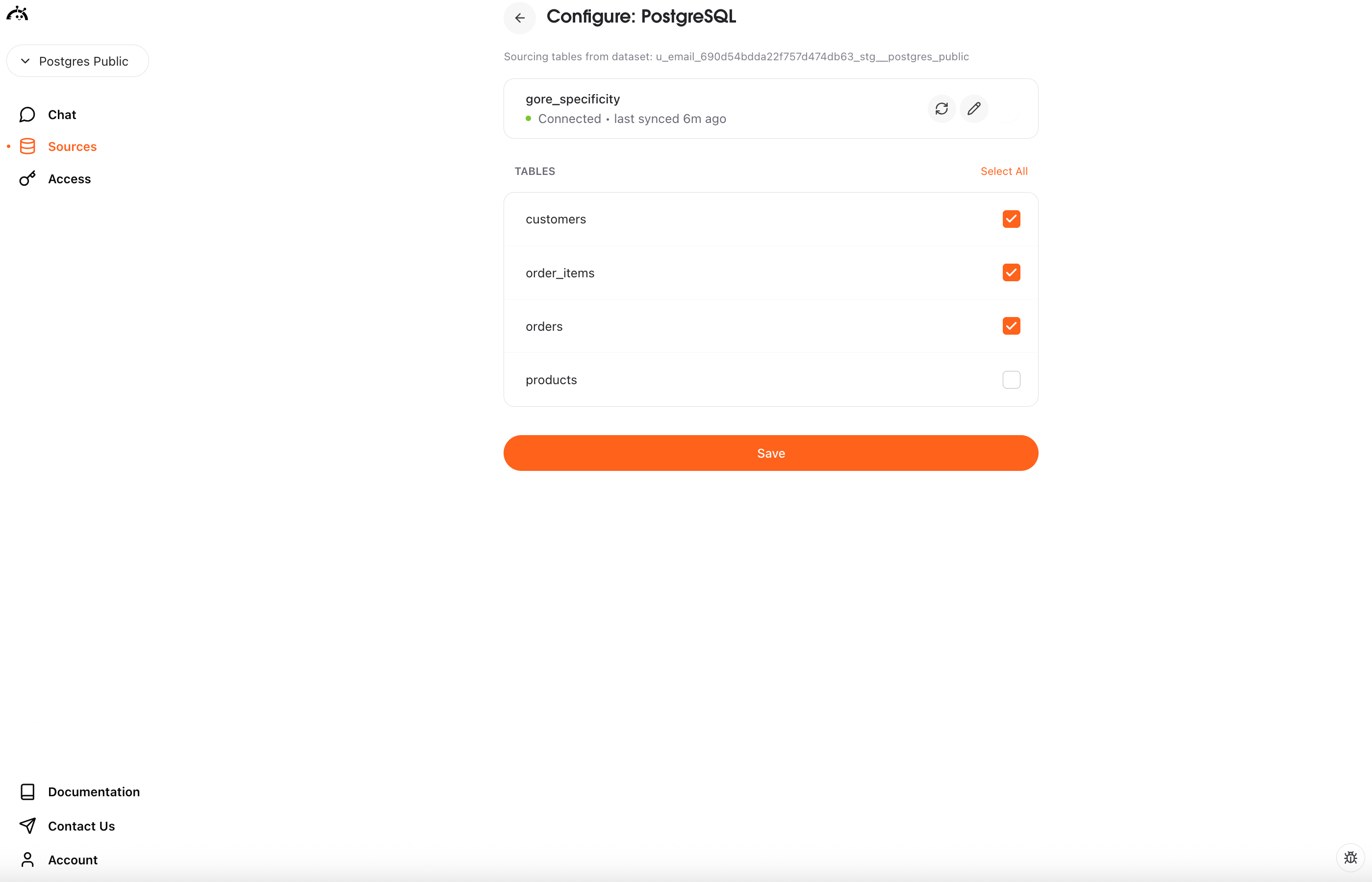 Select PostgreSQL tables in AstroBee