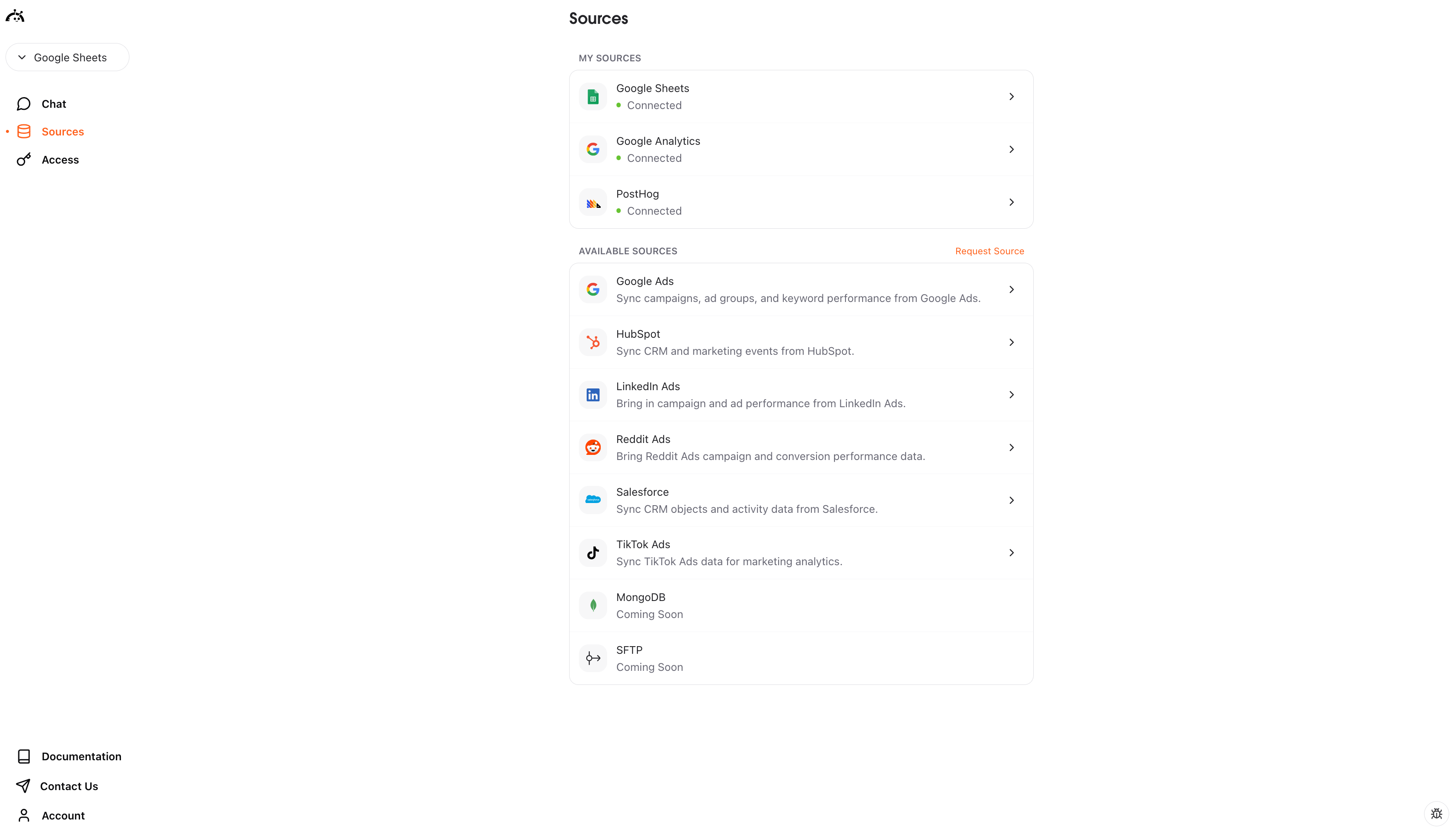 PostHog connection completed